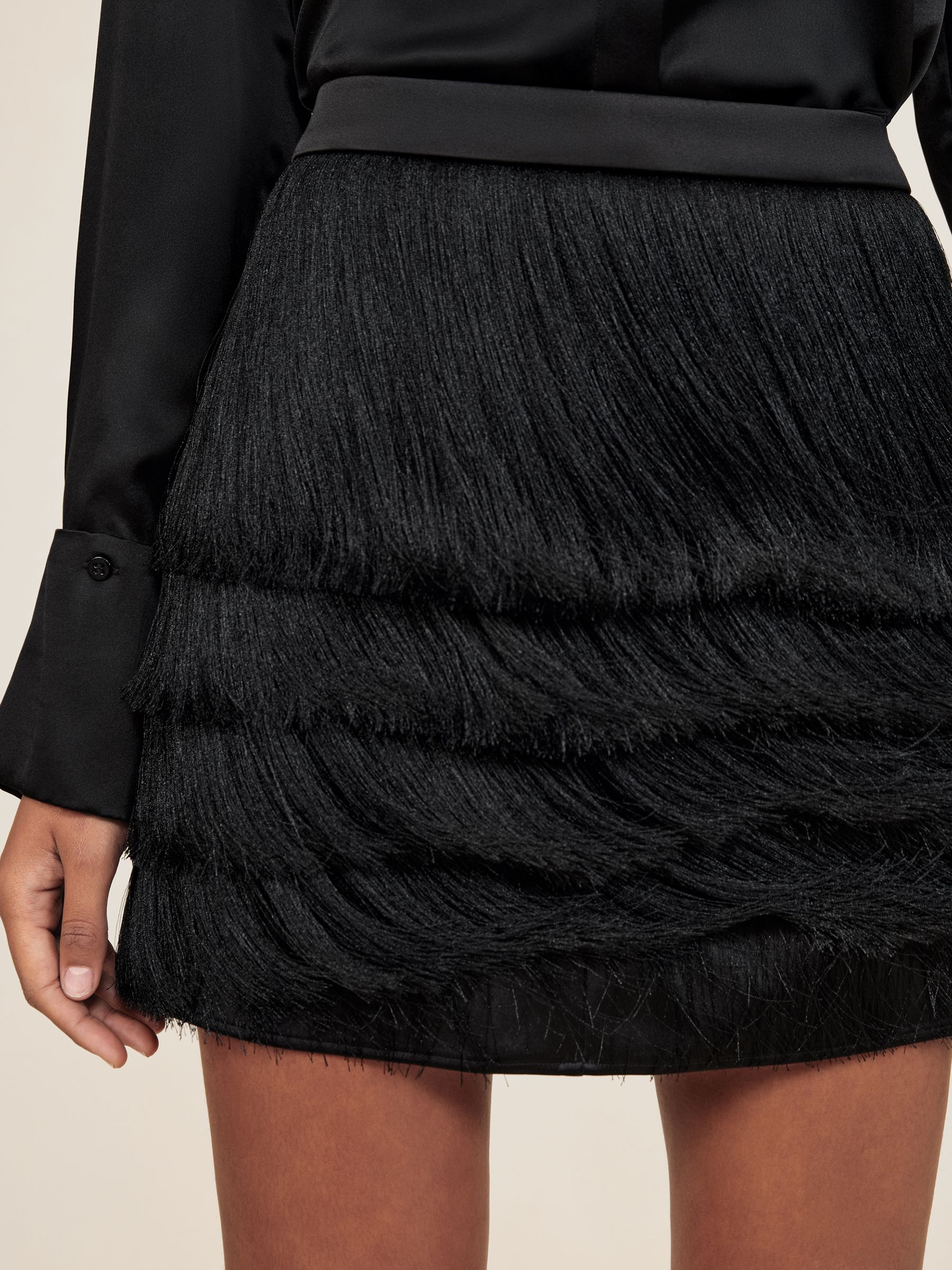 Fringe Mini Skirt in Black