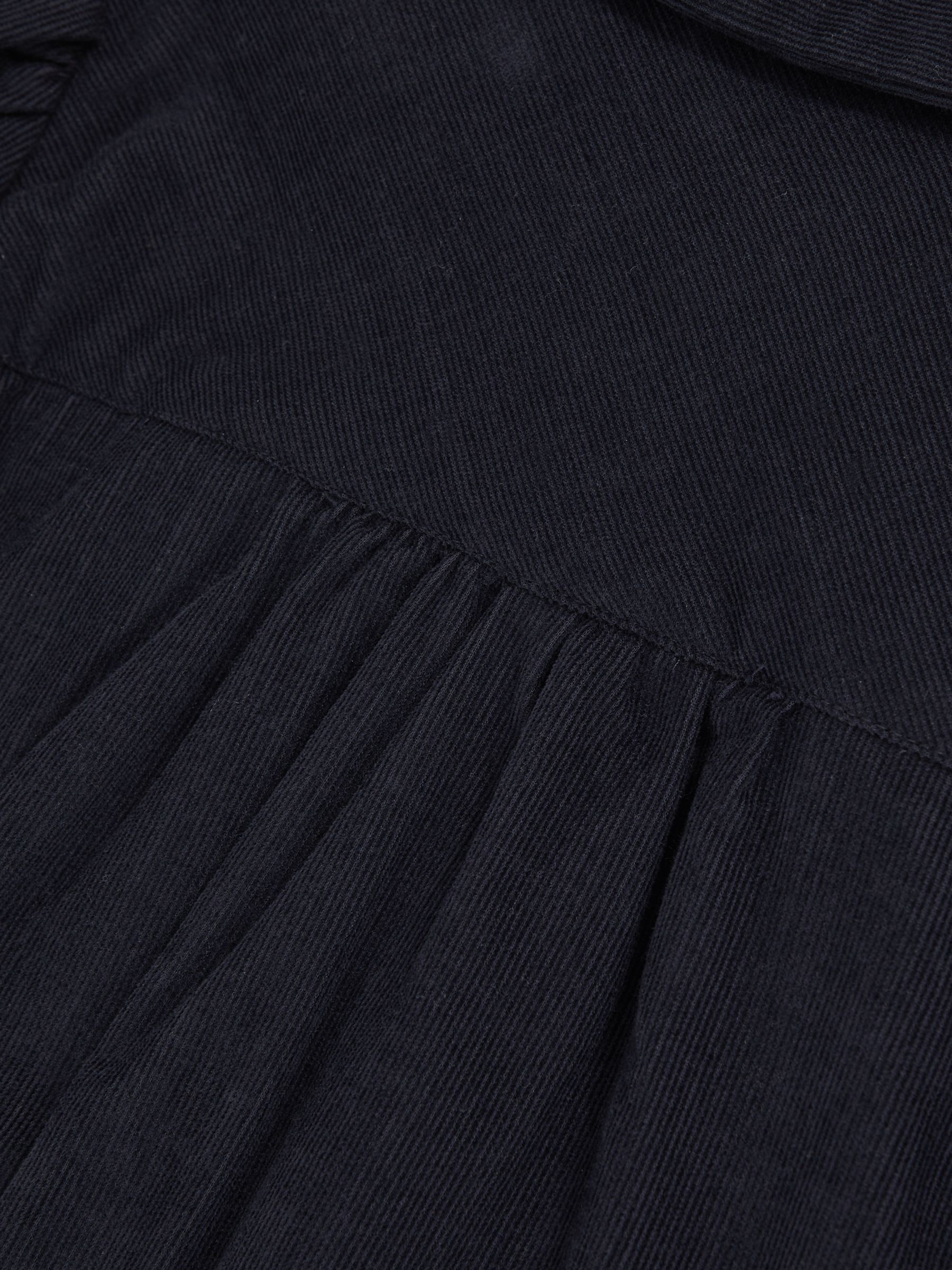 Corduroy Long-Sleeve Collared Dress in Navy