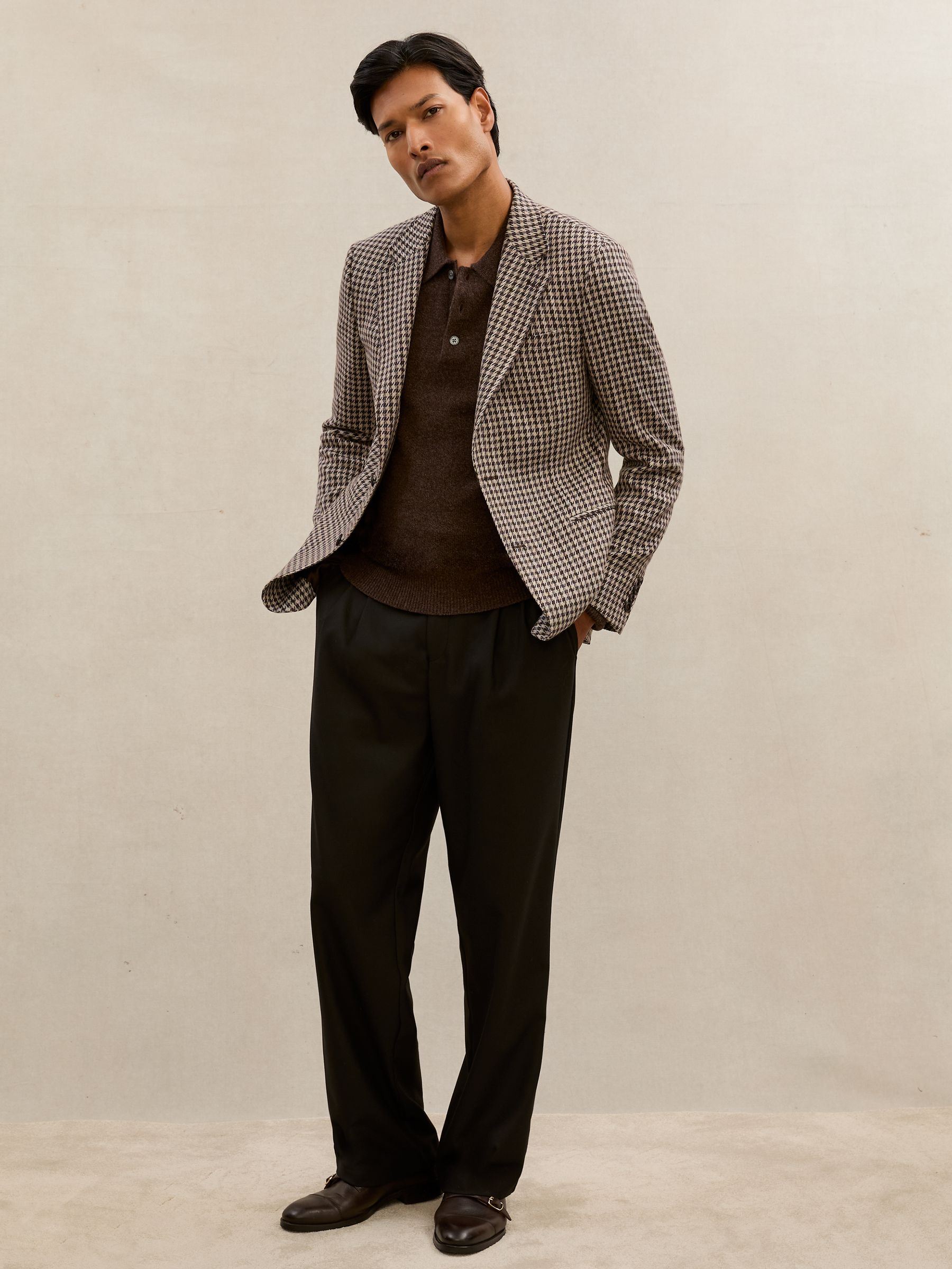 Atelier Check Single-Breasted Blazer Wool Tailored-Fit in Brown
