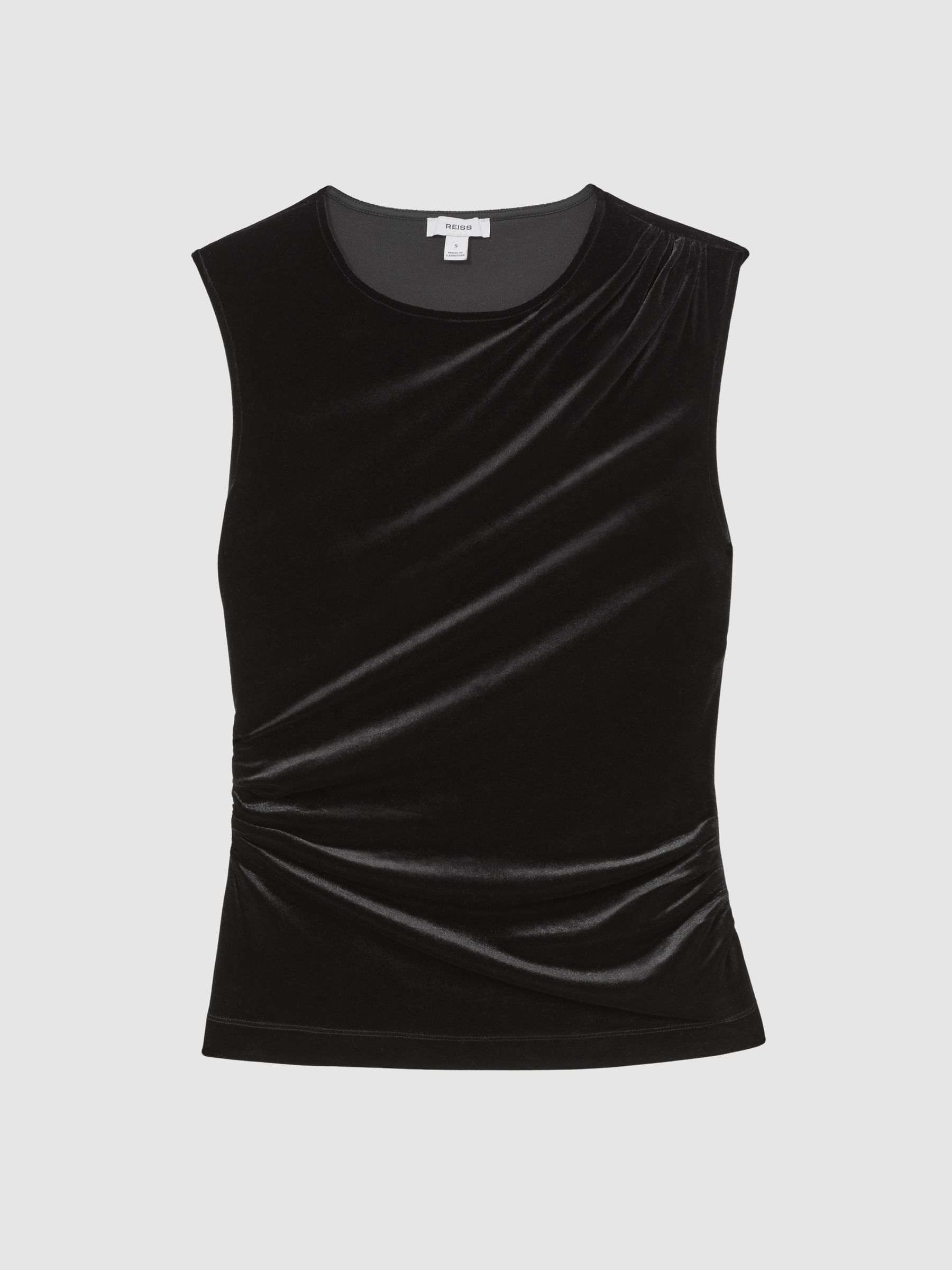Velvet Drape Sleeveless Top in Black