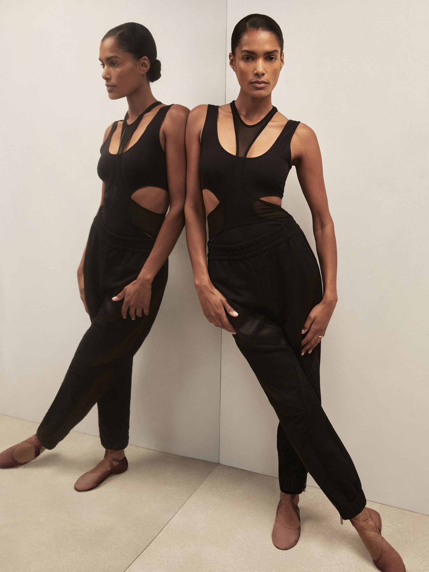 Reiss | Royal Ballet Mesh Bodysuit in Black