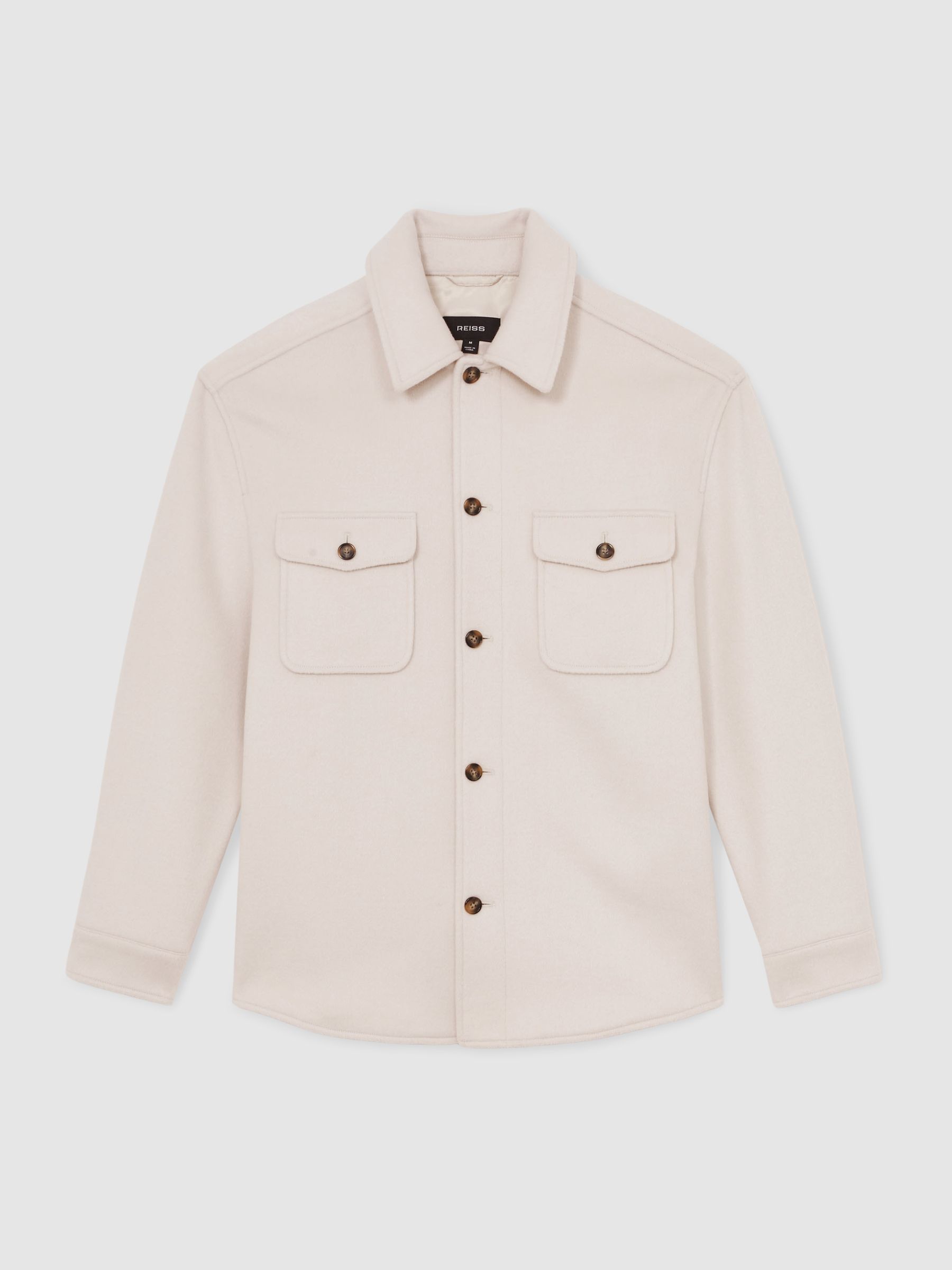 Wool-Blend Twin-Pocket Overshirt in Off White