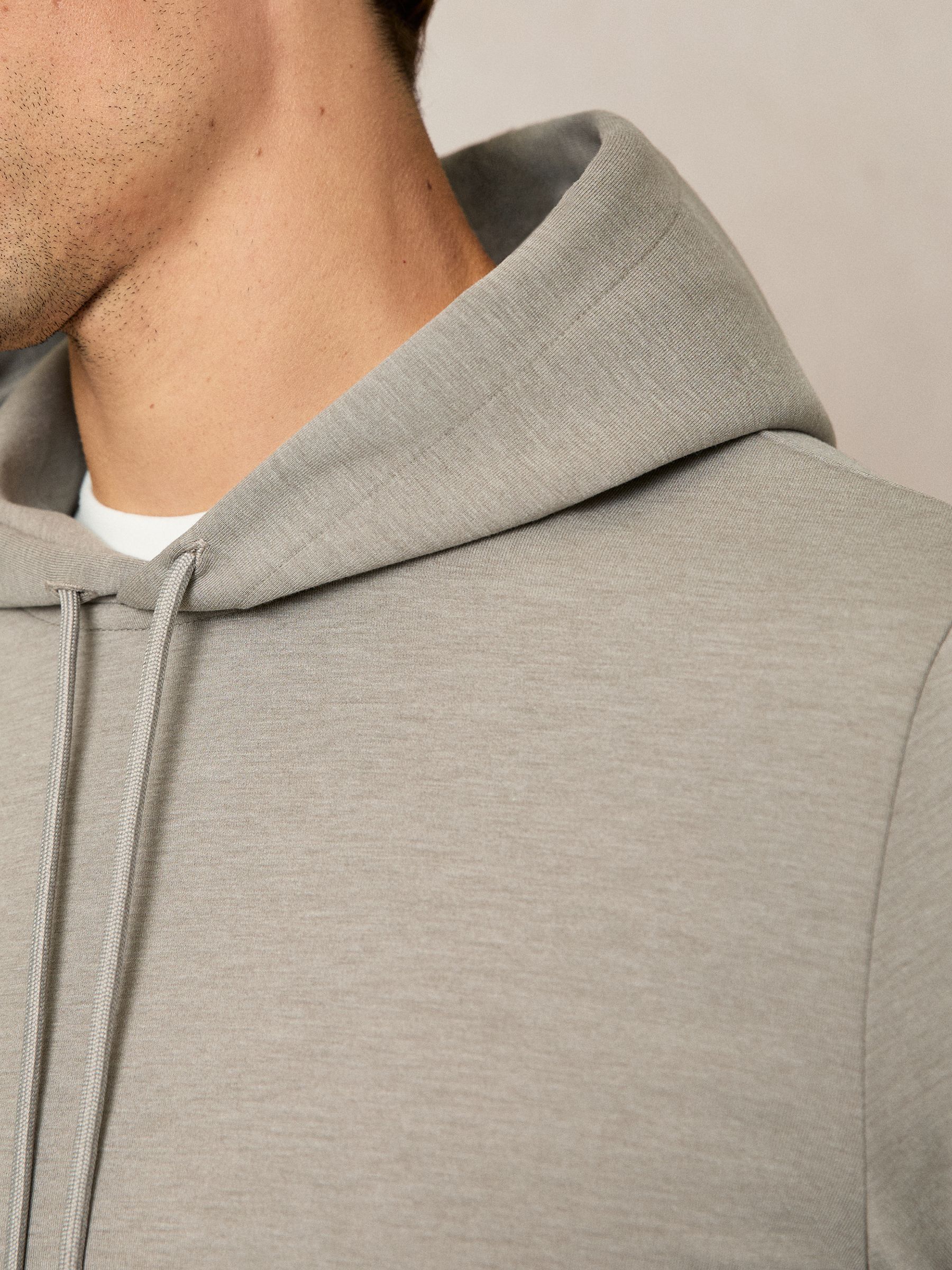 Interlock Jersey Drawstring Hoodie in Taupe