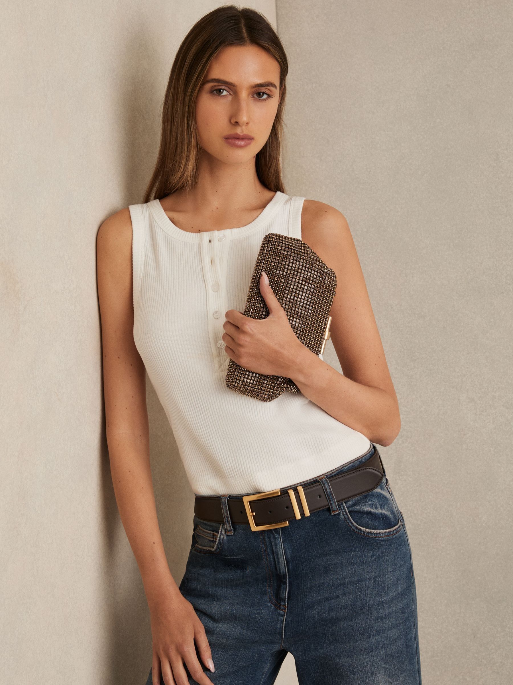 Embellished Clutch Bag in Gold