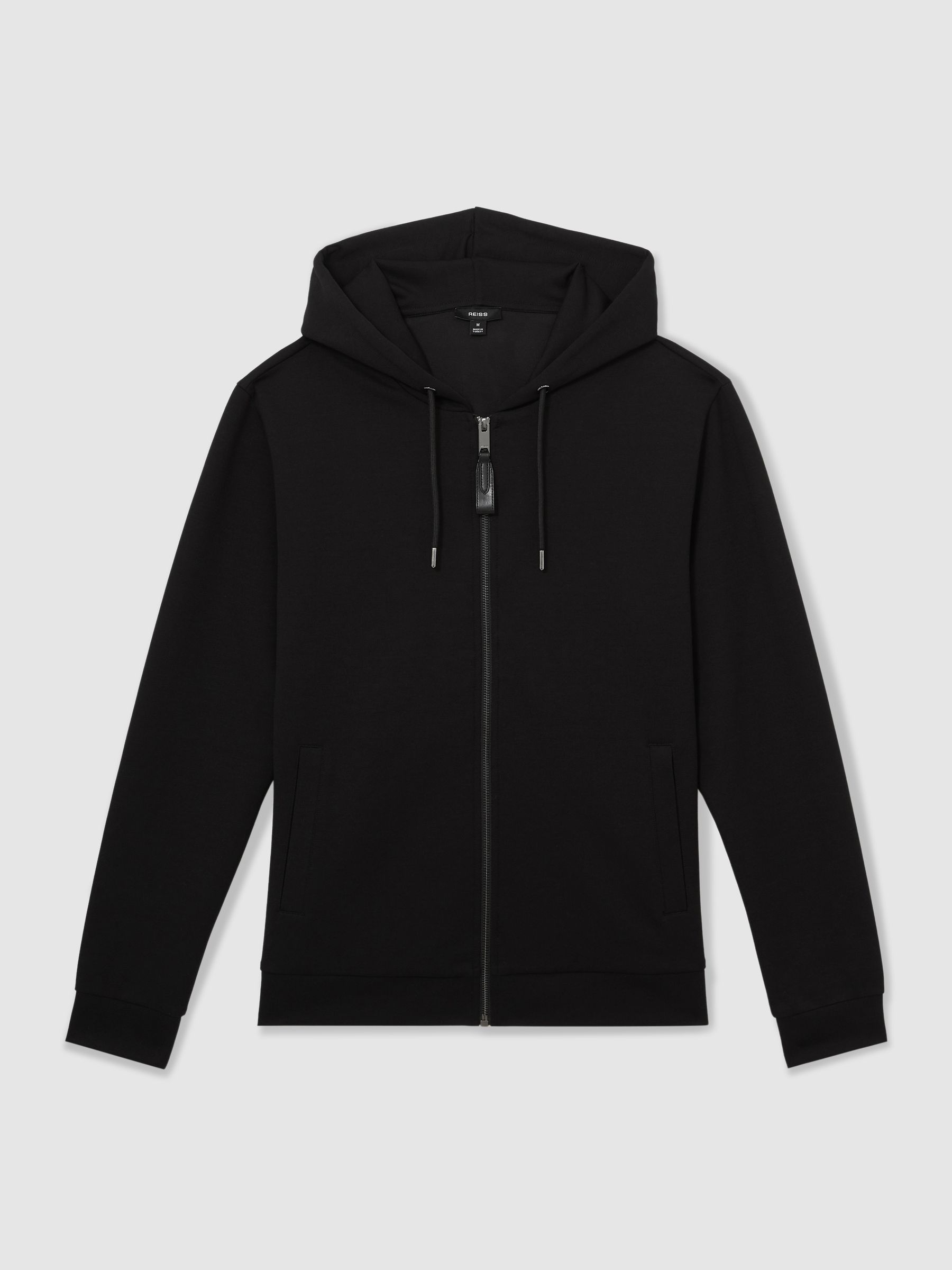 Interlock Zip-Through Hoodie in Black