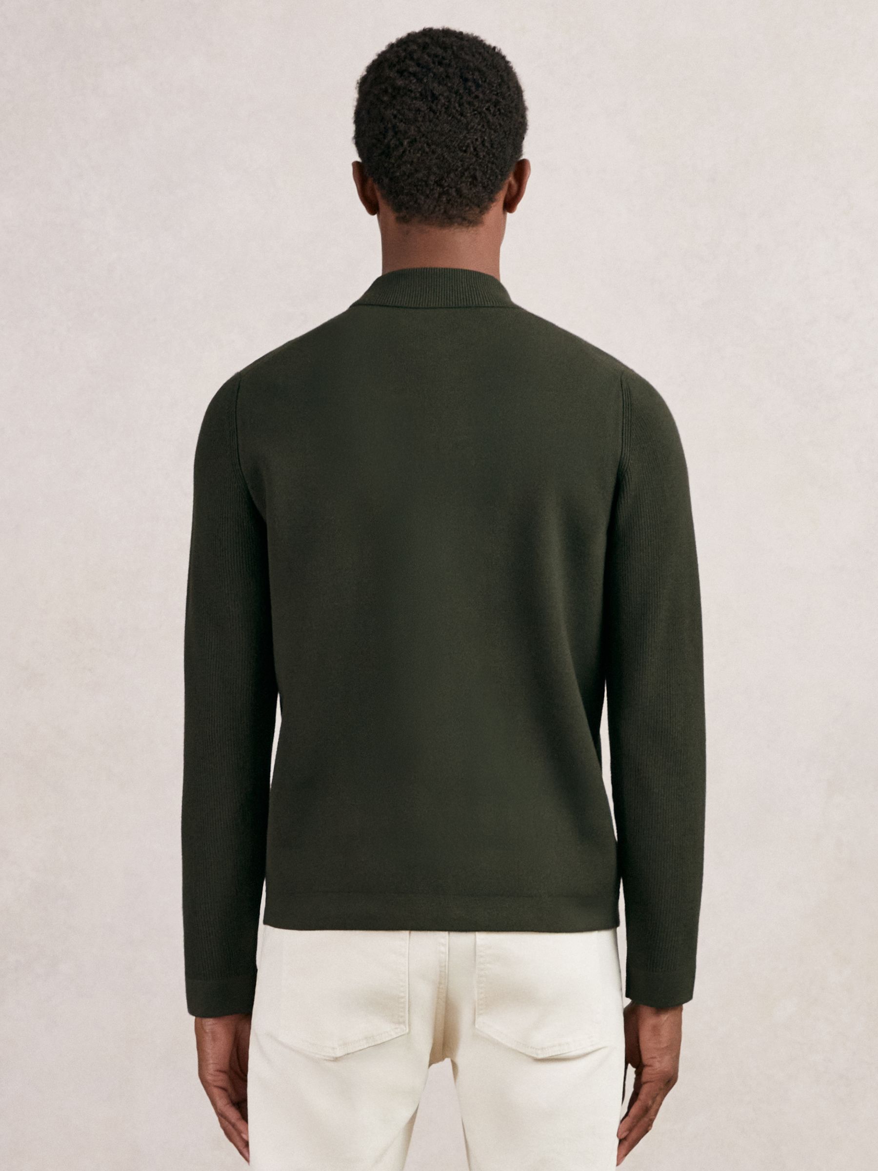 Four-Pocket Zip-Through Cardigan in Forest Green