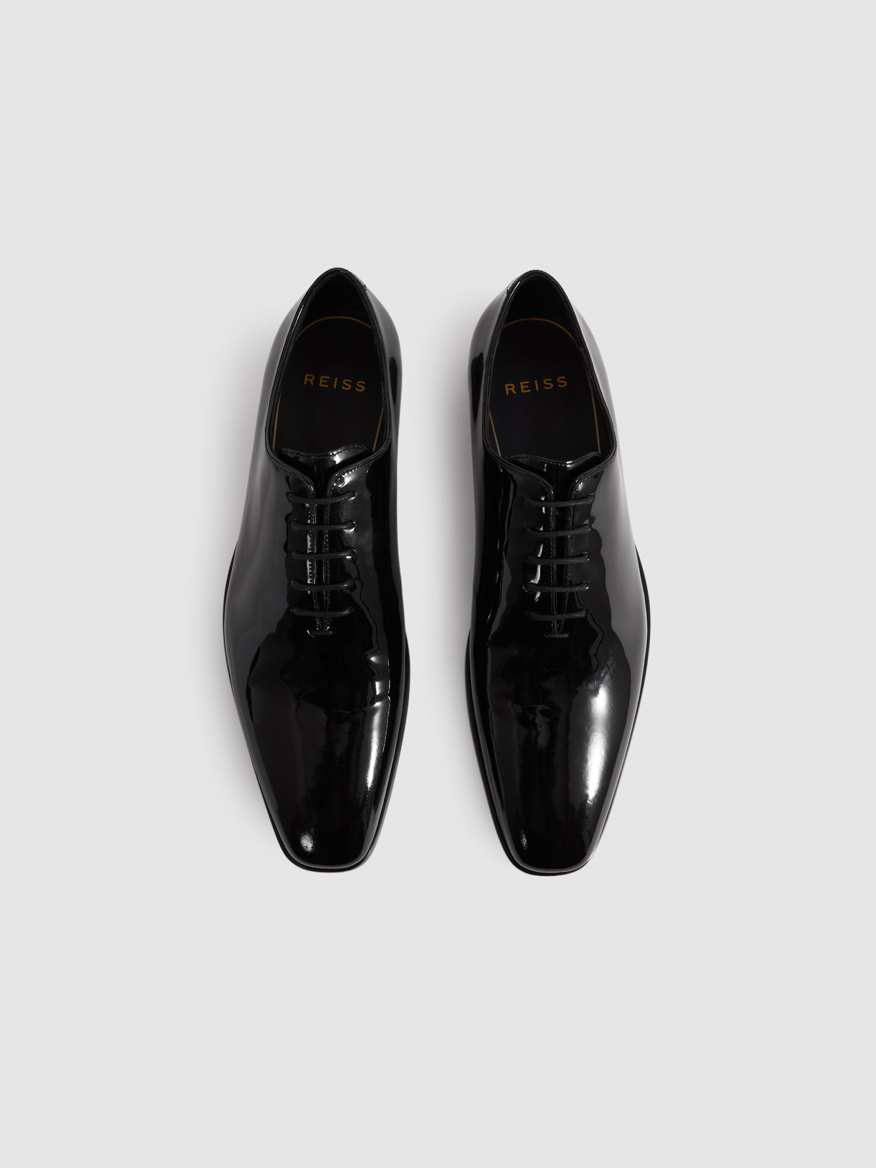 Patent Leather Lace-Up Shoes in Black