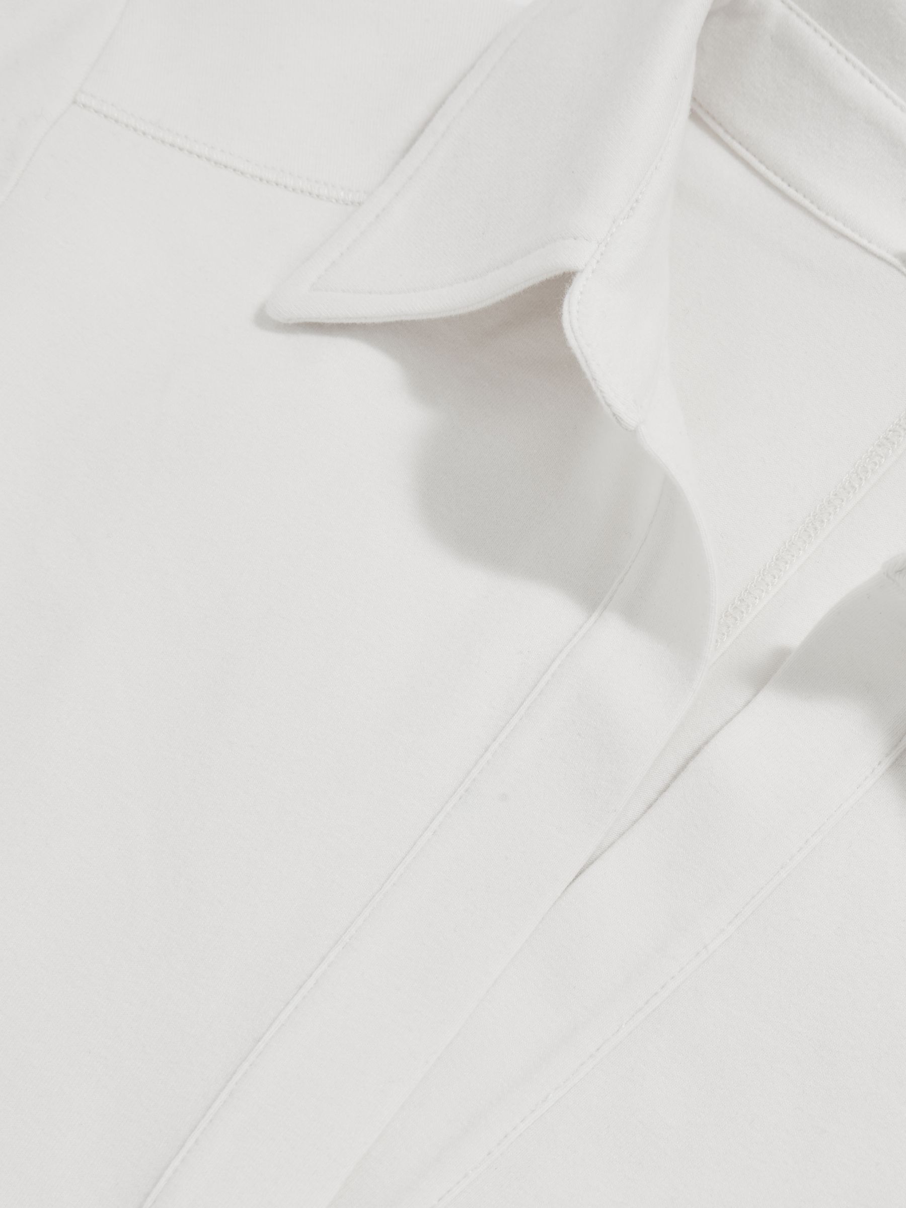 Stretch-Cotton Open-Collar Shirt in Ivory