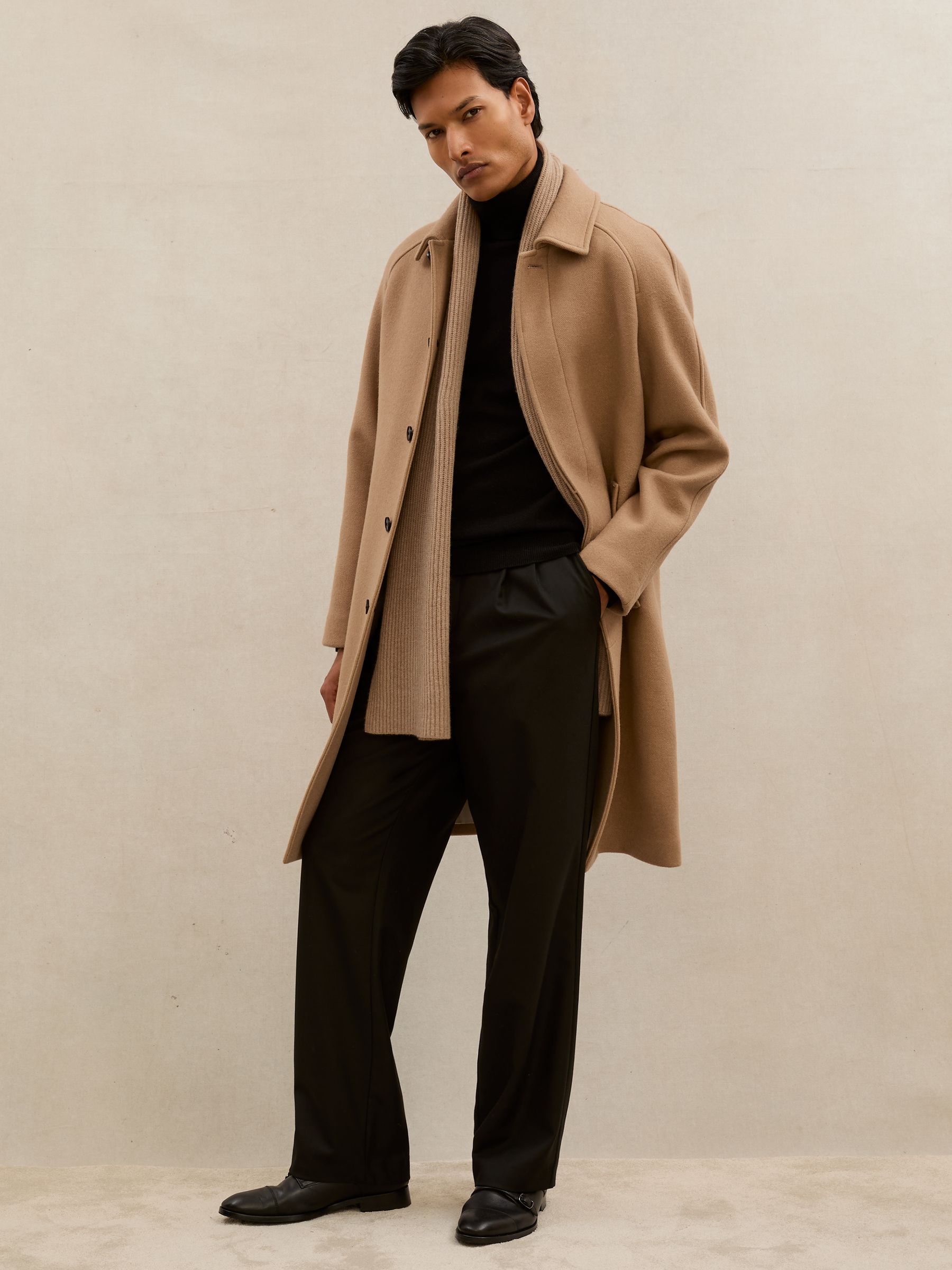 Atelier Wool-Blend Raglan Overcoat in Camel Brown