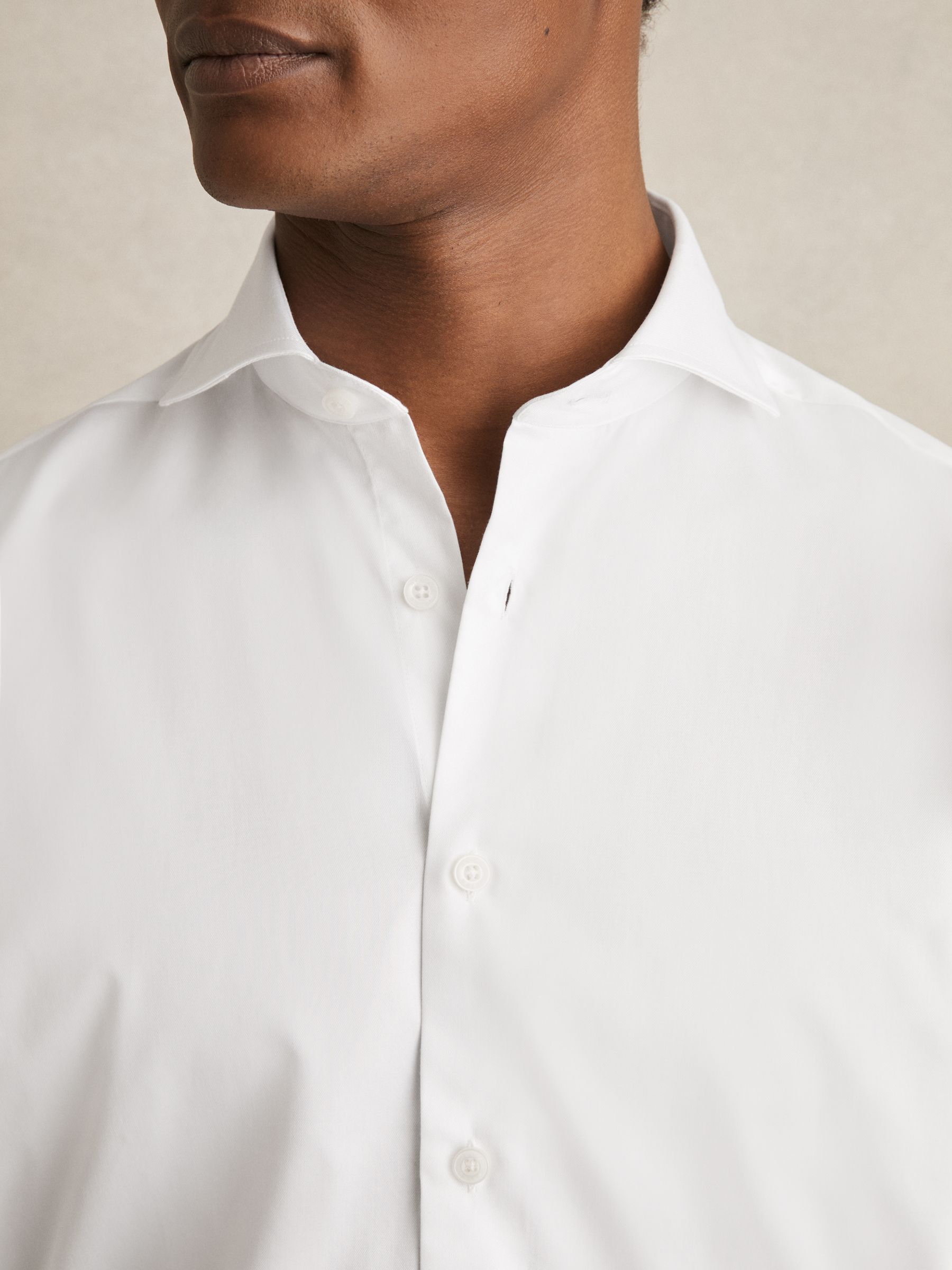 Regular Fit Cotton Double-Cuff Shirt in White