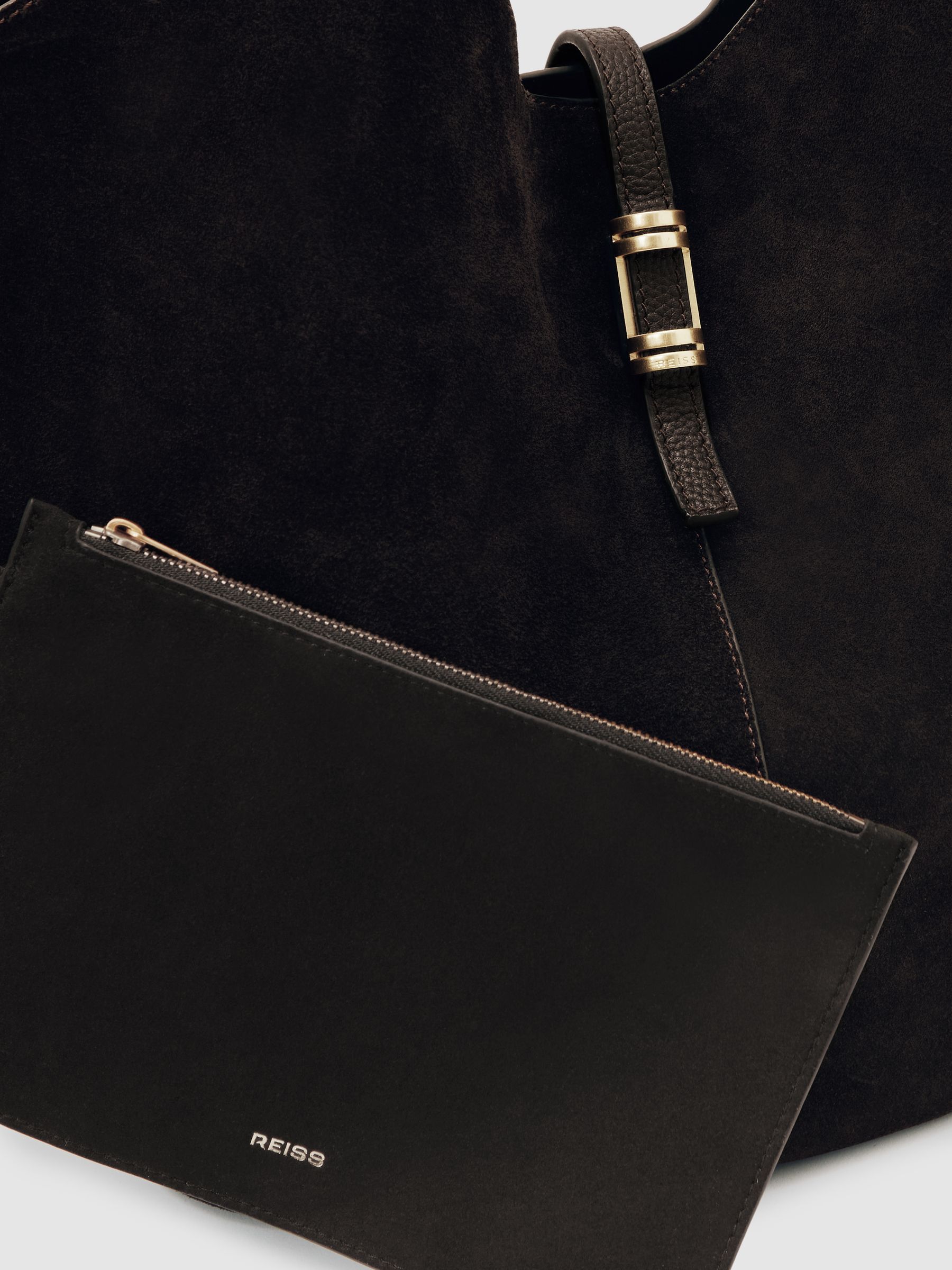 Leather And Suede Tote Bag in Chocolate