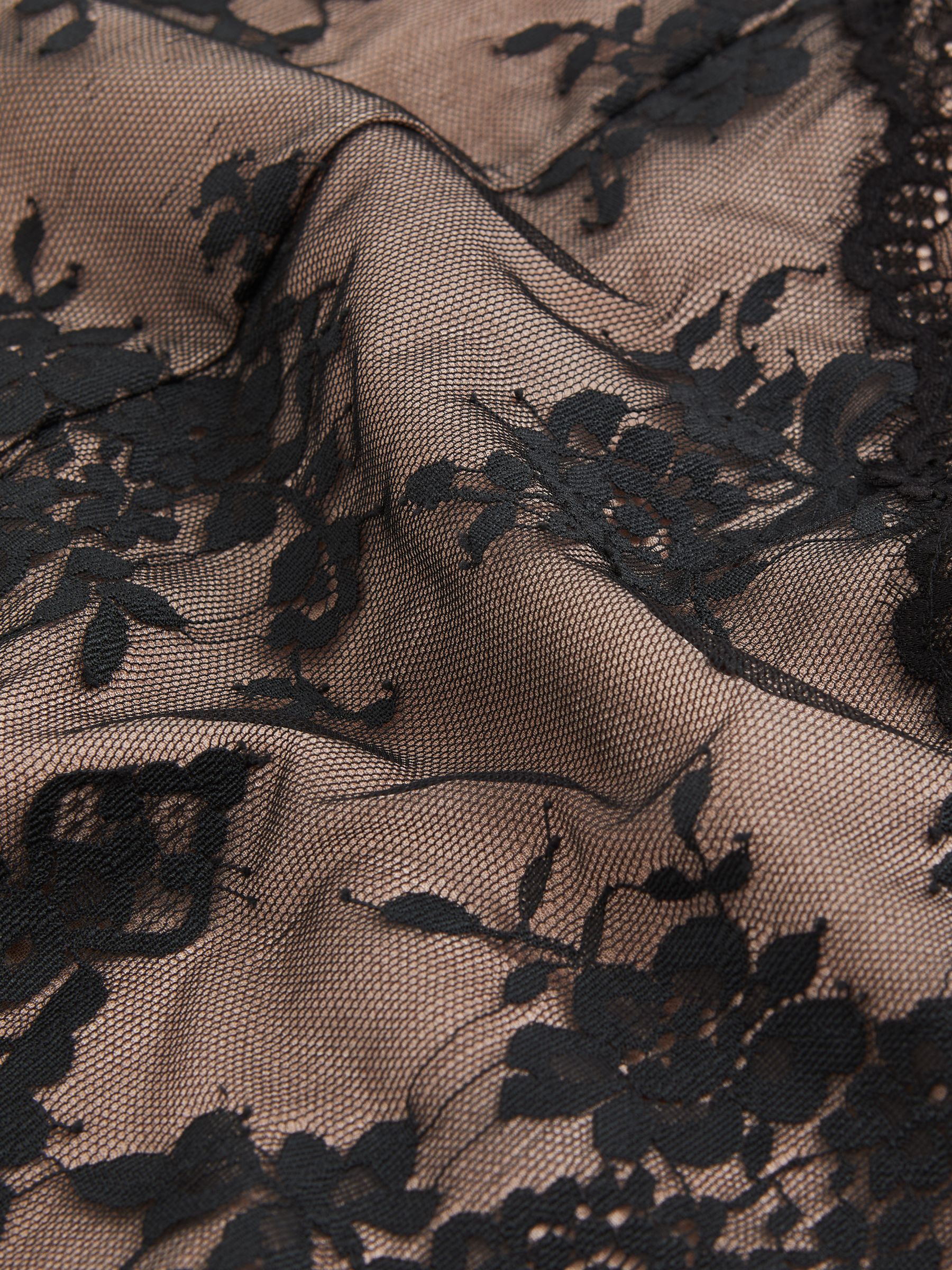 Lace Slip Mini Dress in Pale Pink/Black