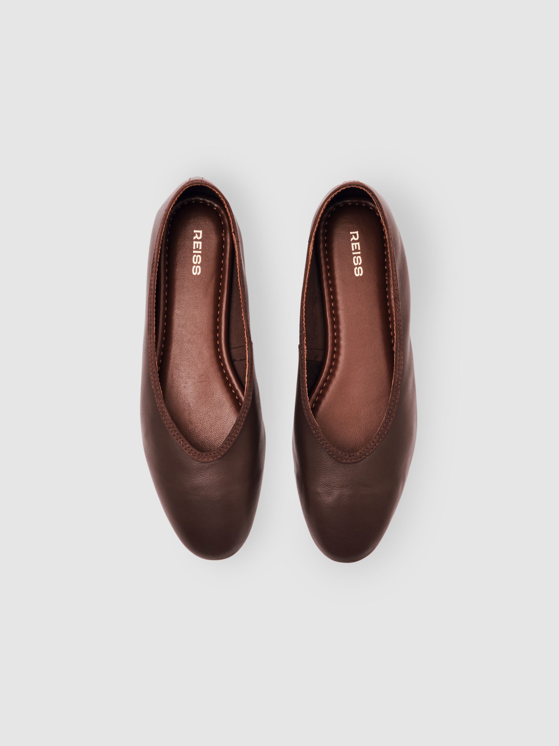Mesh Embellished Ballet Flats in Brown