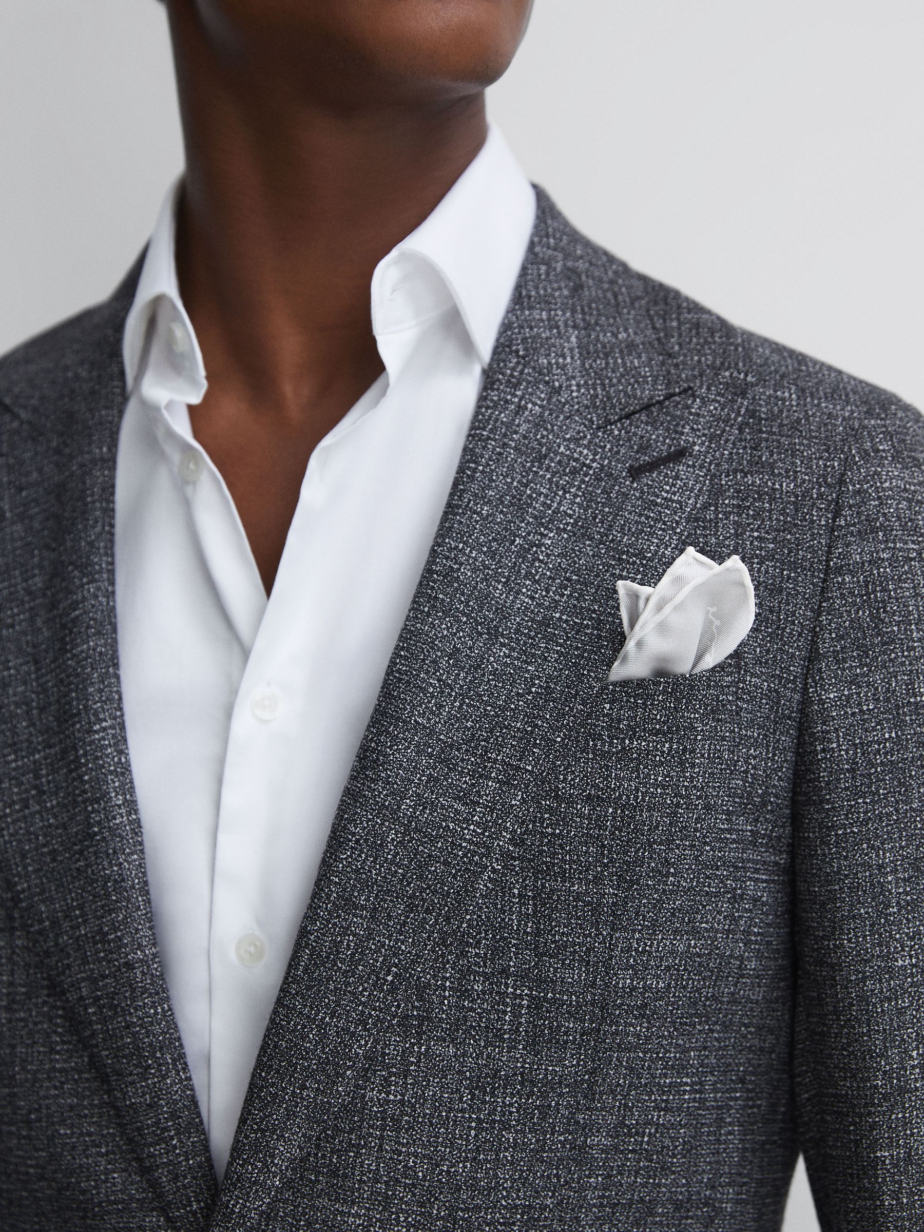 Plain Silk Pocket Square in Silver