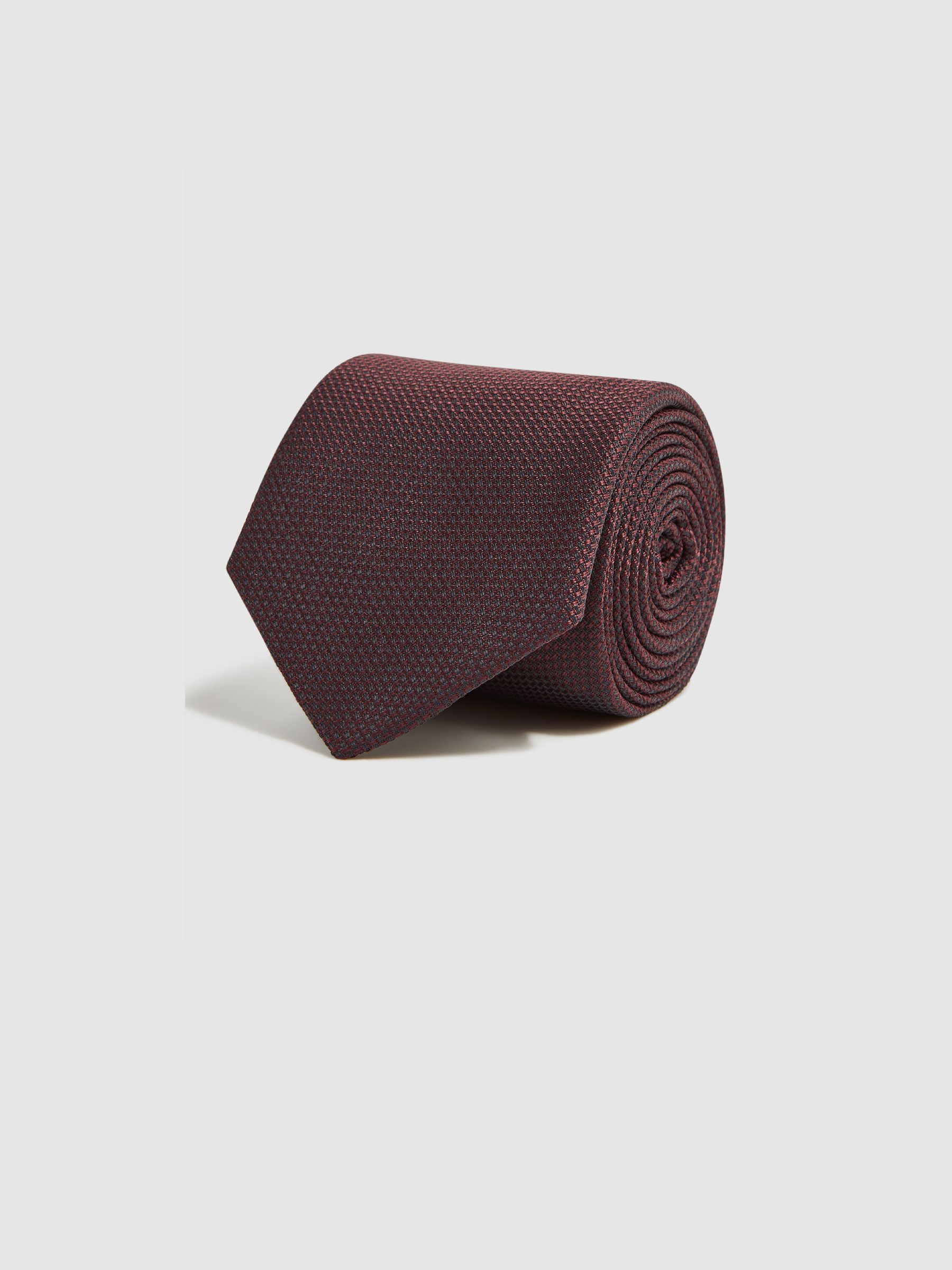 Textured Silk Blend Tie in Burgundy