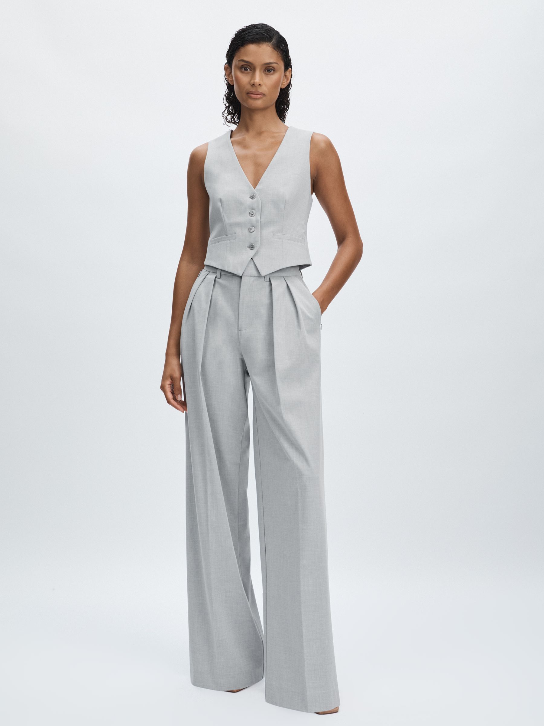 Good American Sharkskin Suit Waistcoat in Heather Grey