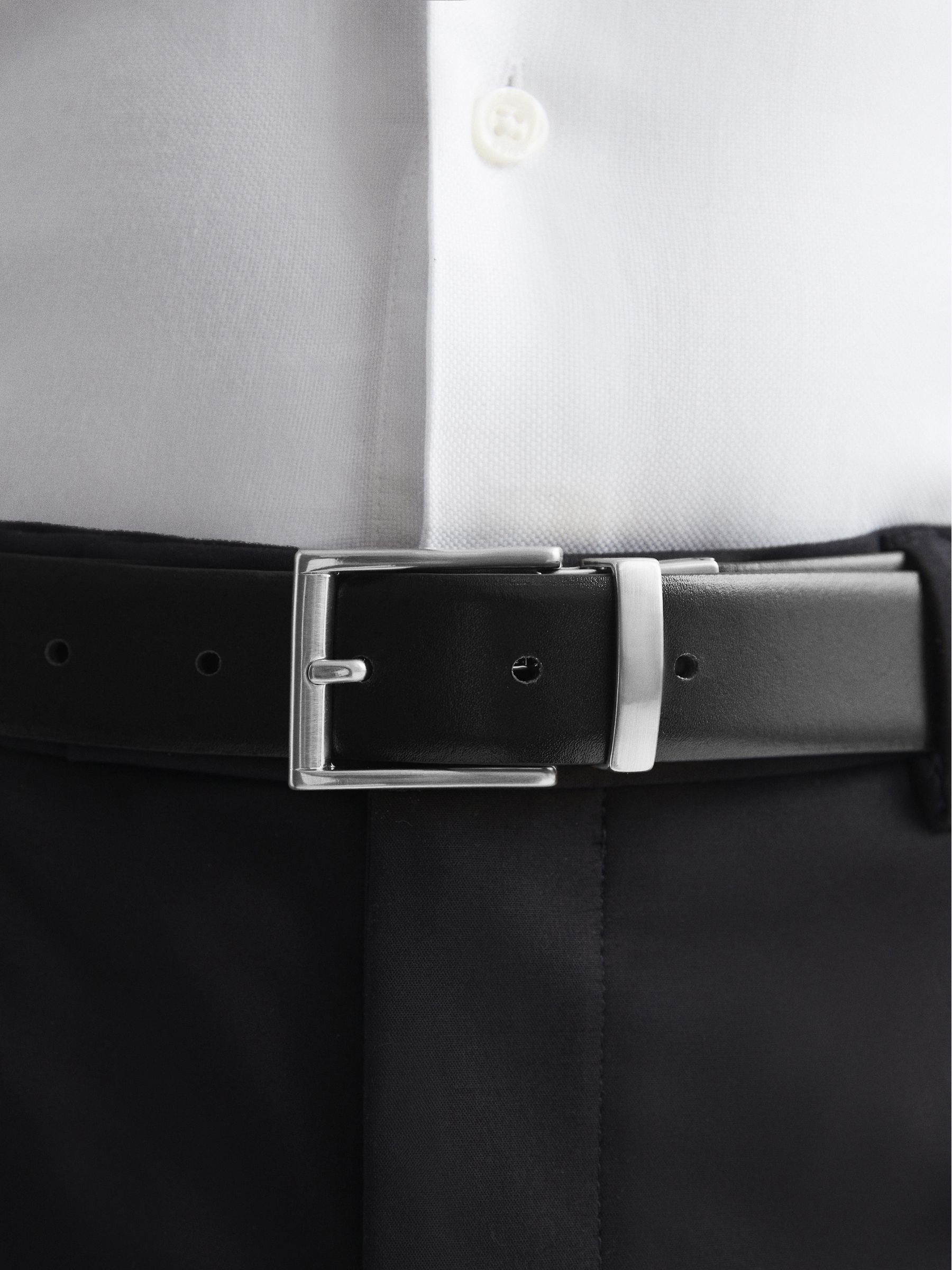 Reversible Leather Belt in Black