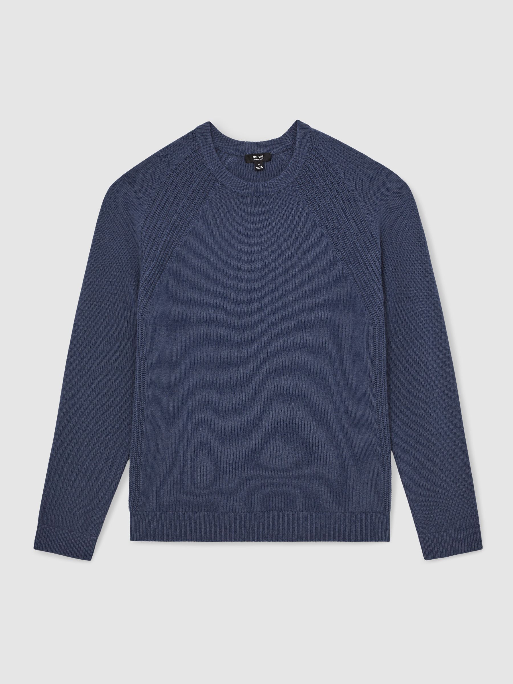 Wool-Cashmere Reverse-Seam Jumper in Oceanic Blue