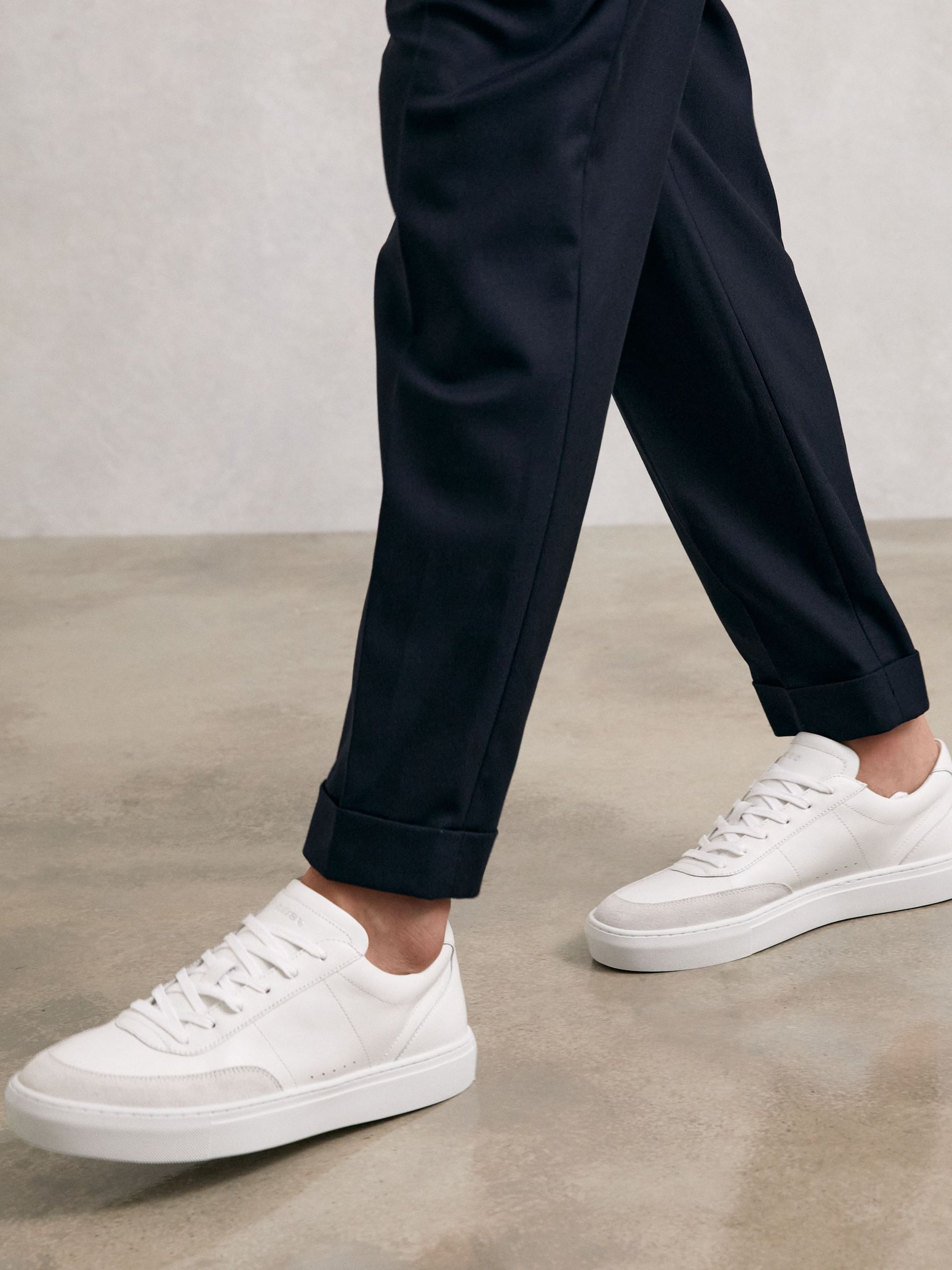 Bonded-Leather Low-Top Trainers in White