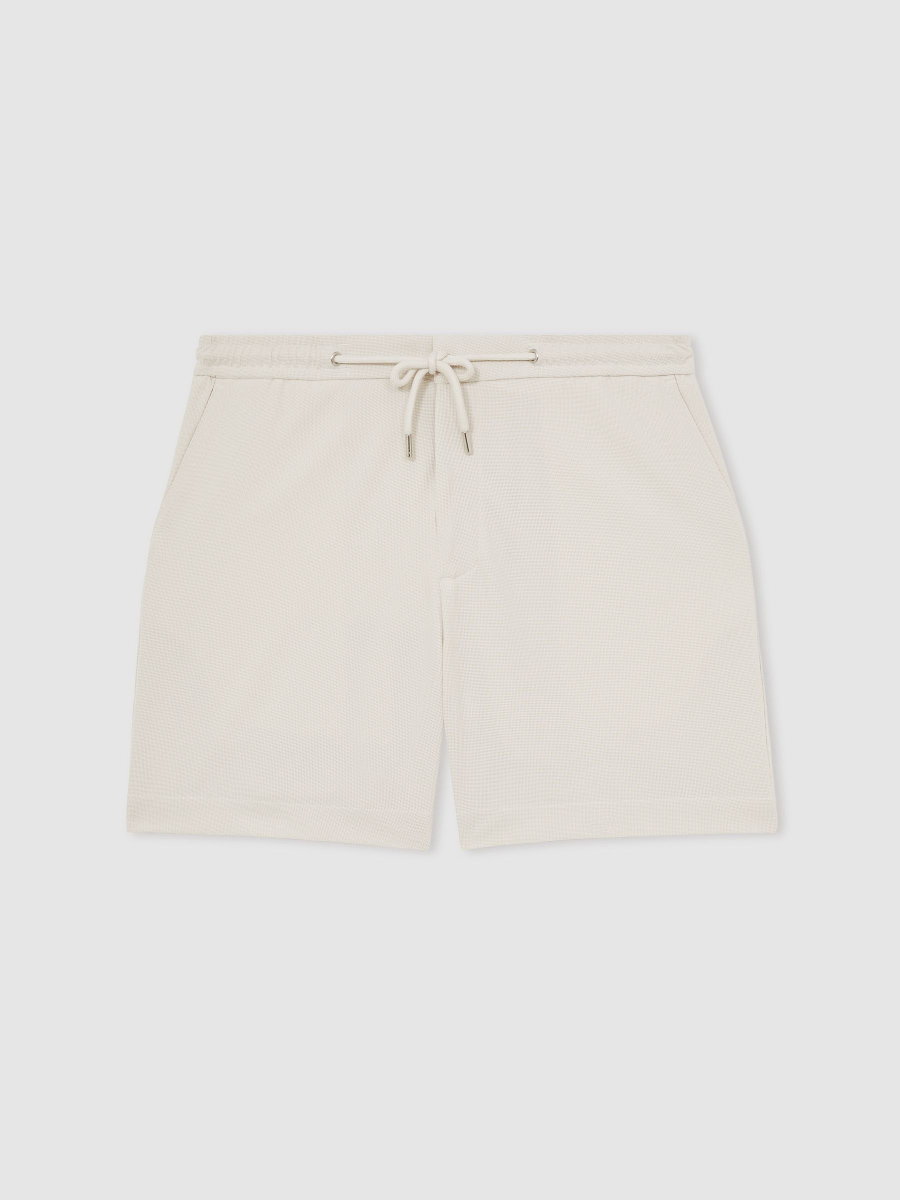 Textured Drawstring Shorts in Stone