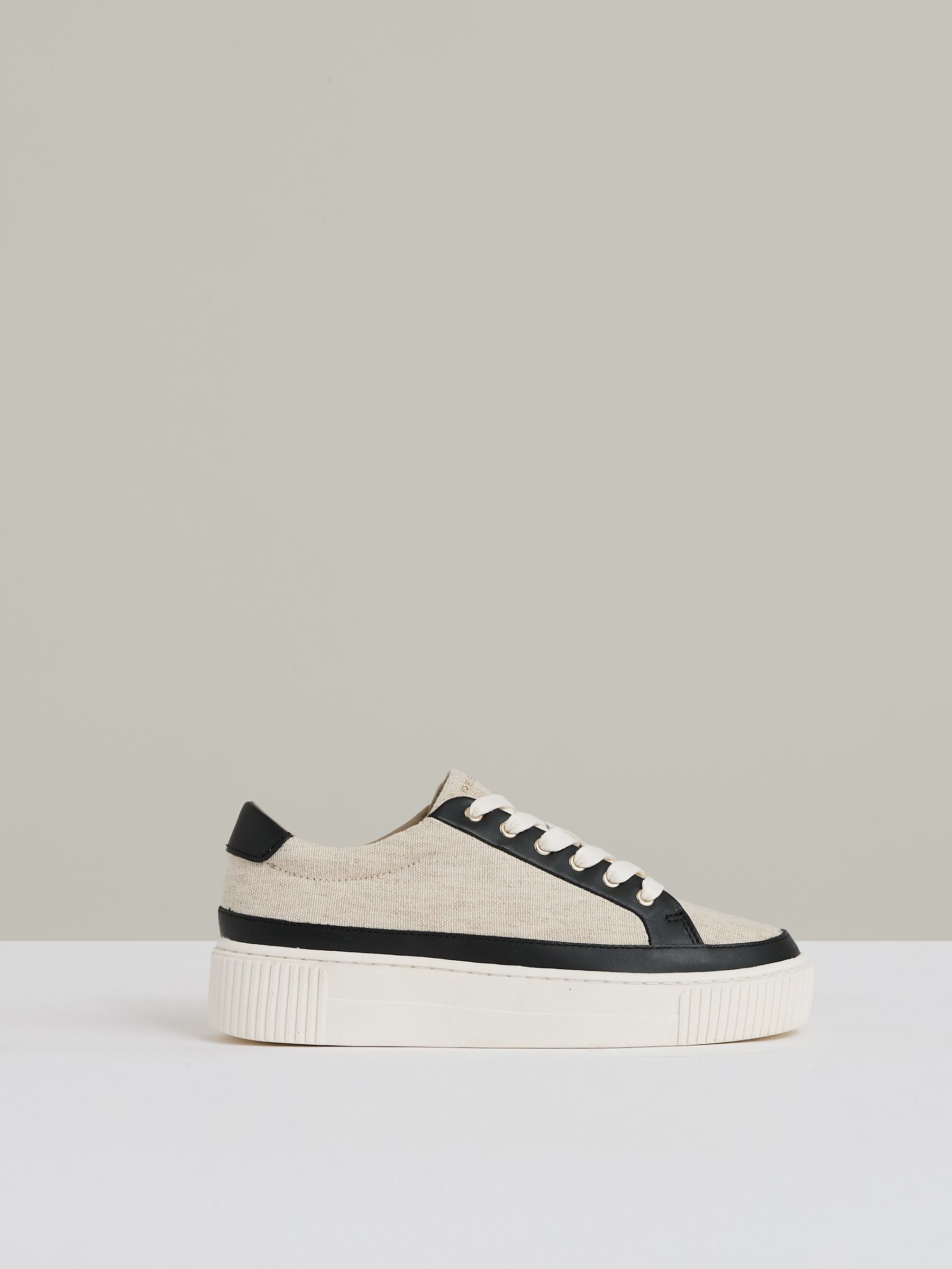Grained Leather Platform Trainers in White