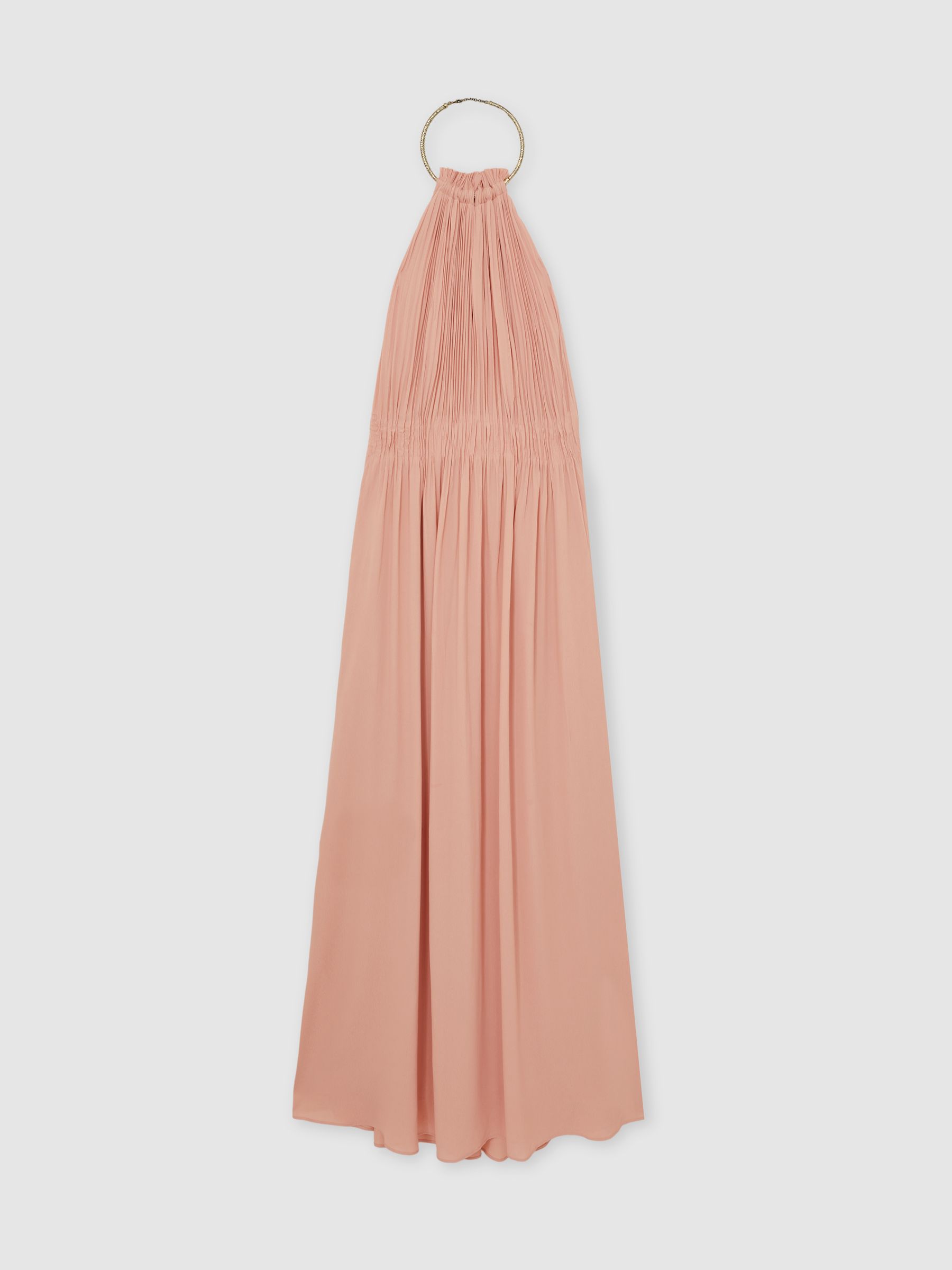 Ring-Detail Halterneck Maxi Dress in Pink