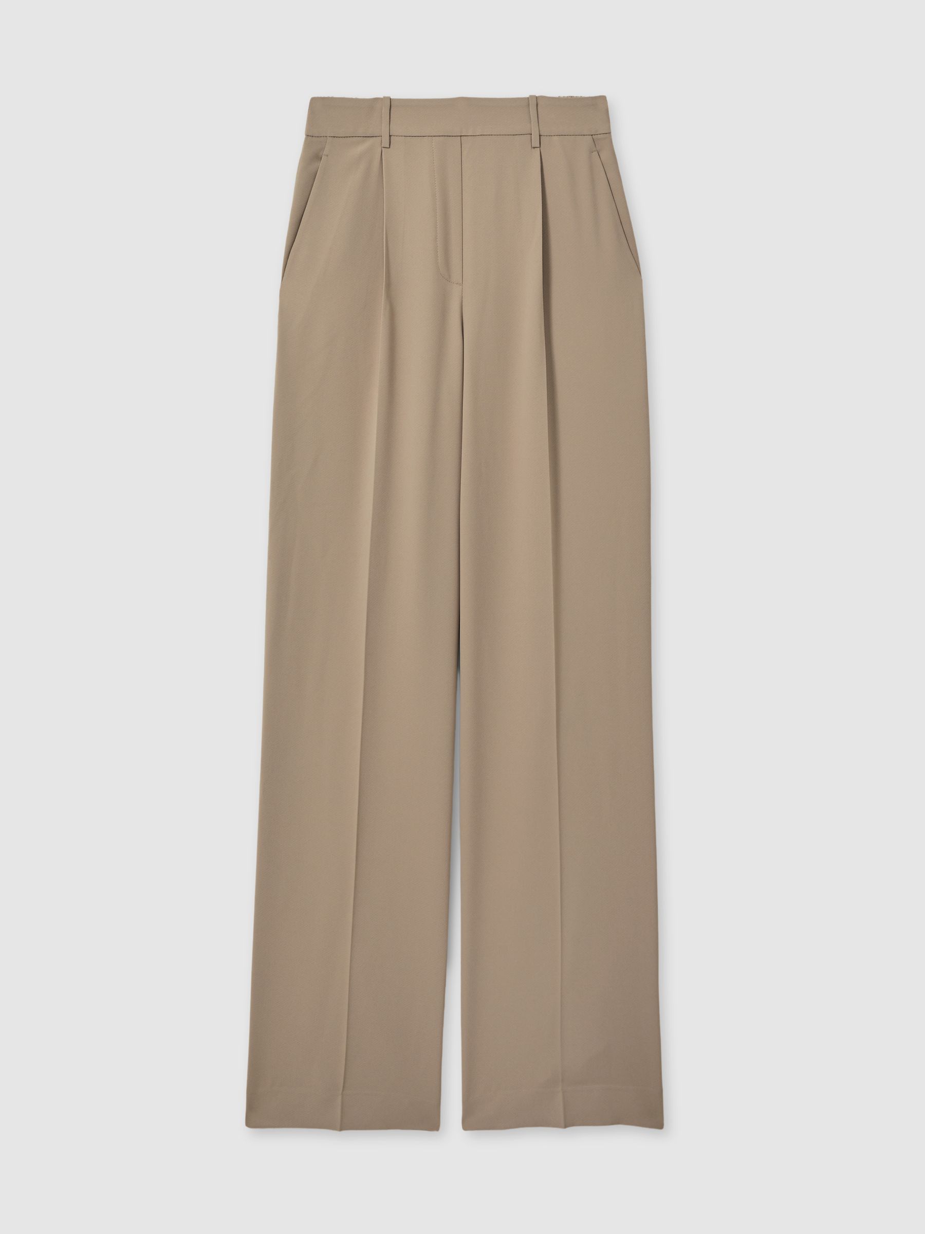 Half-Elasticated Wide Leg Trousers in Mink Neutral