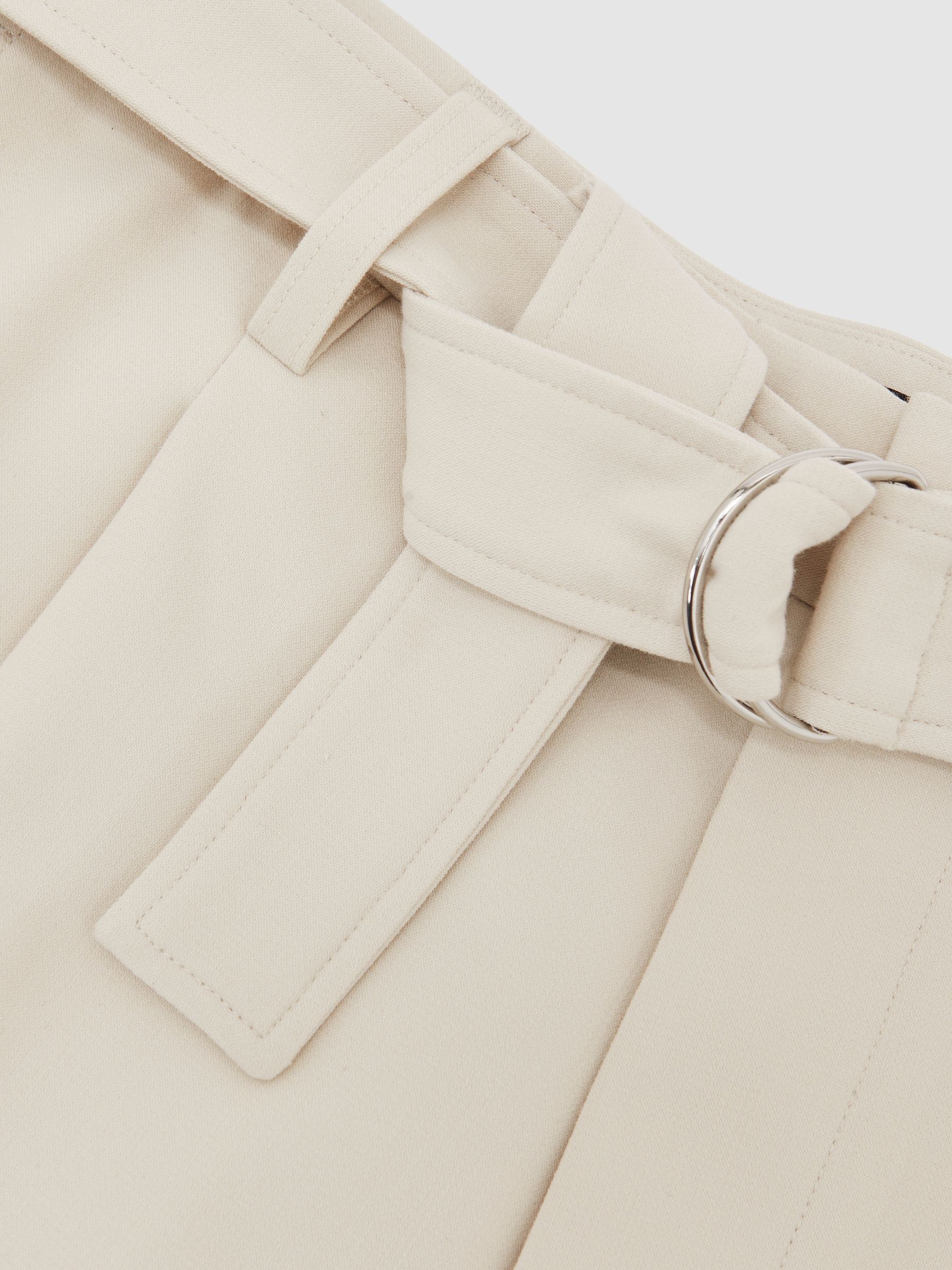 Monogram Relaxed-Fit Belted Trousers in Stone