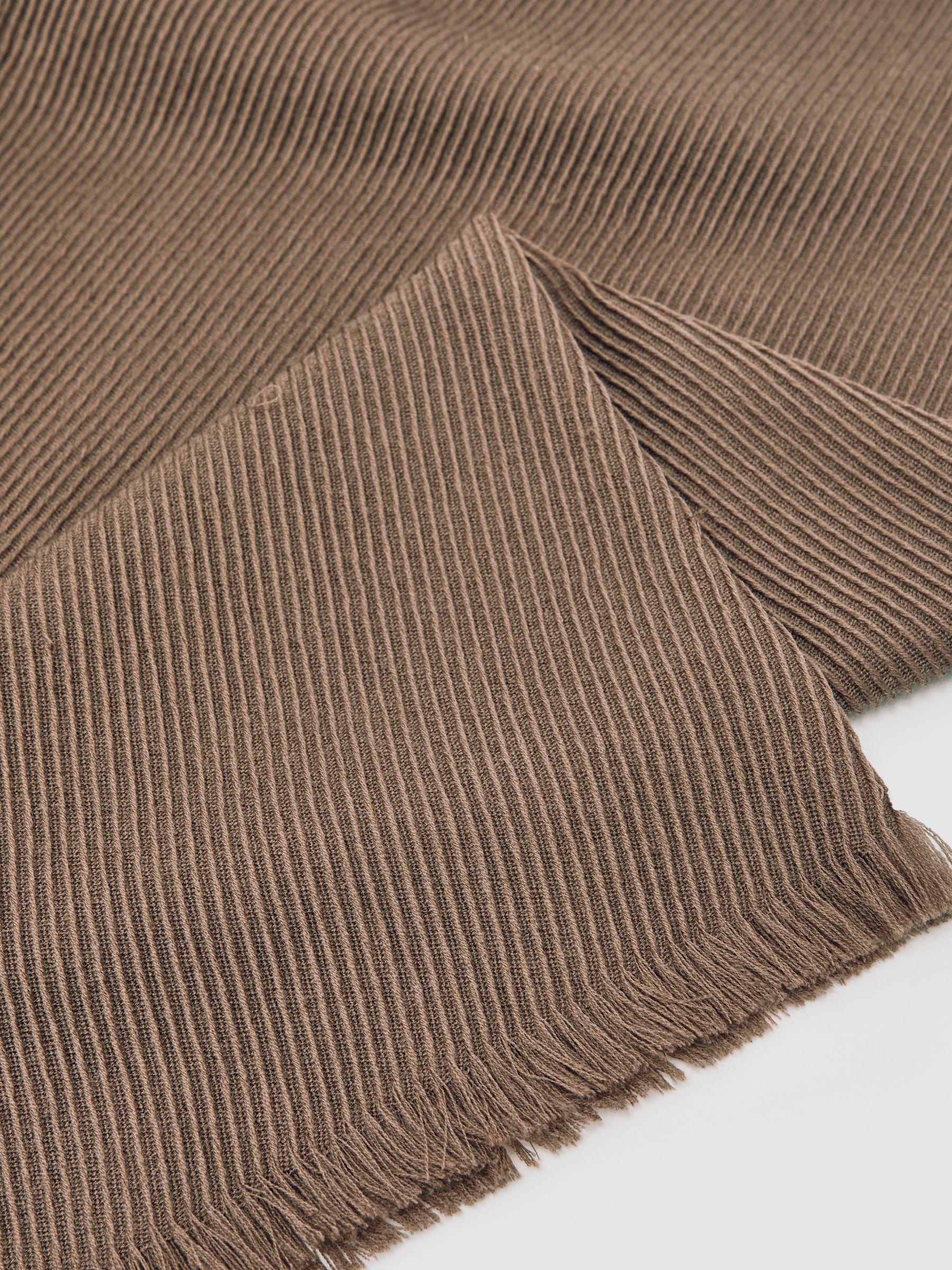 Wool Pleated Scarf in Taupe