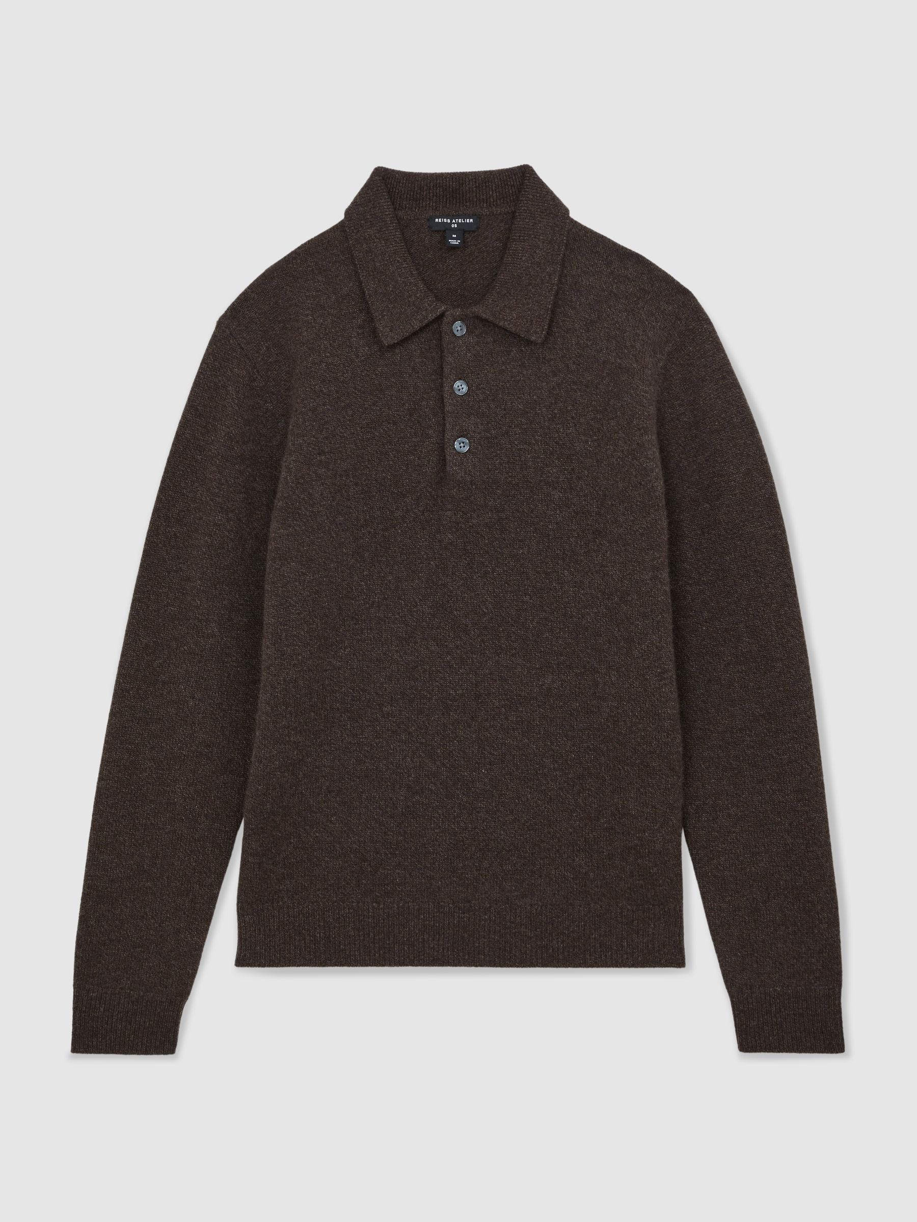 Atelier 100% Cashmere Polo Jumper in Chocolate Brown