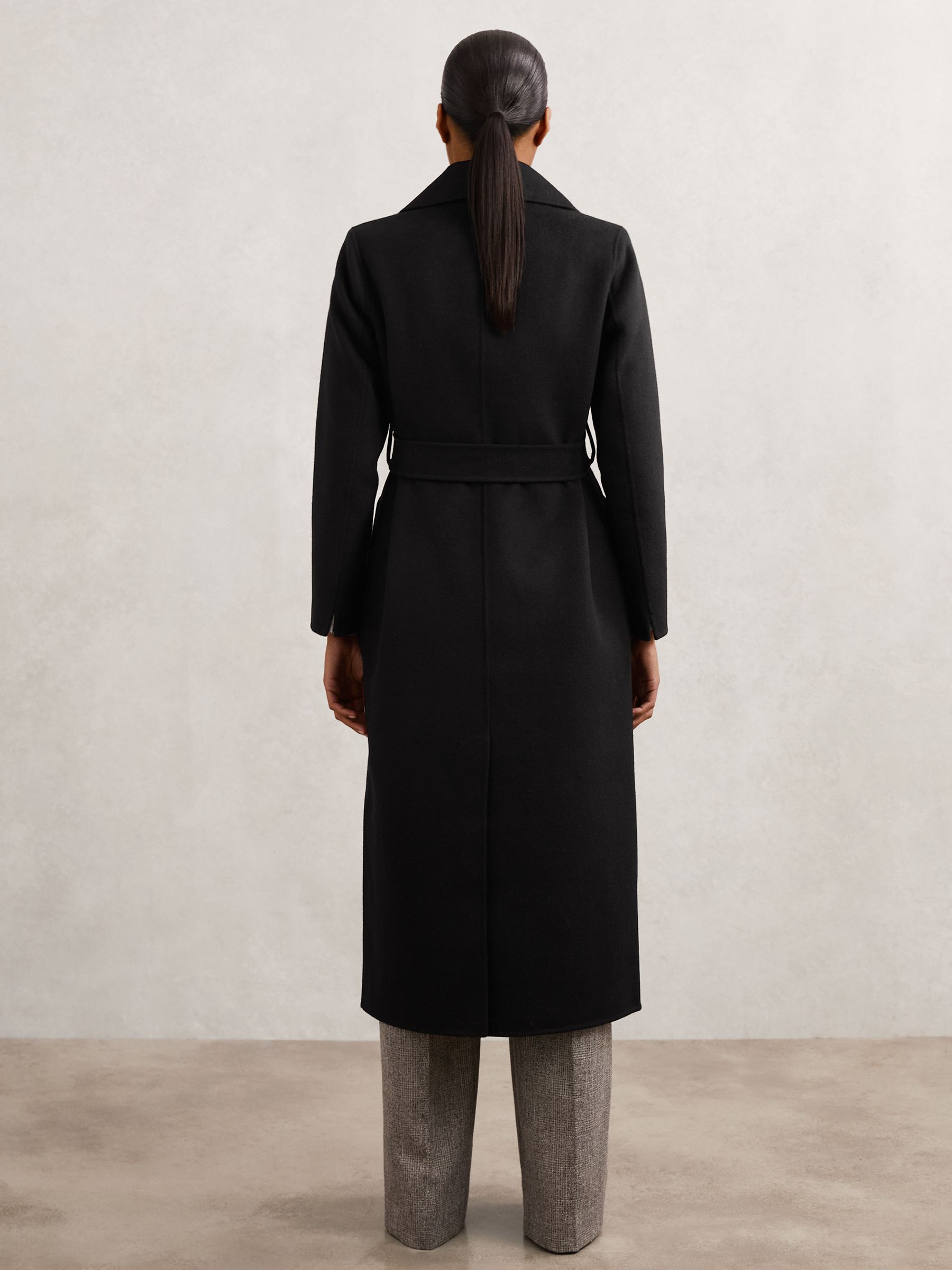 Petite Faux-Fur Collar Blindseam Coat Wool-Blend in Black