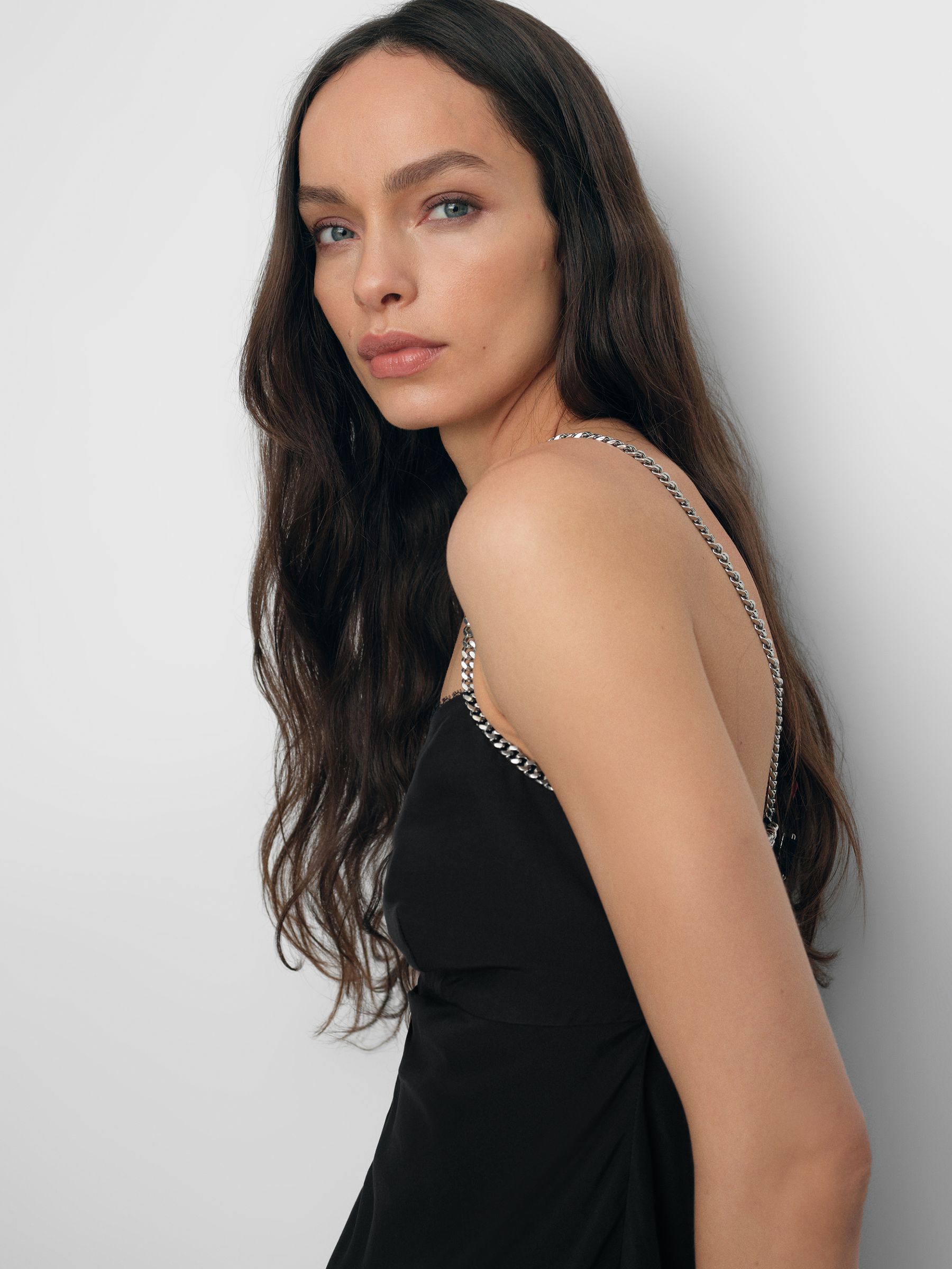 Chain-Strap Cami Top in Black