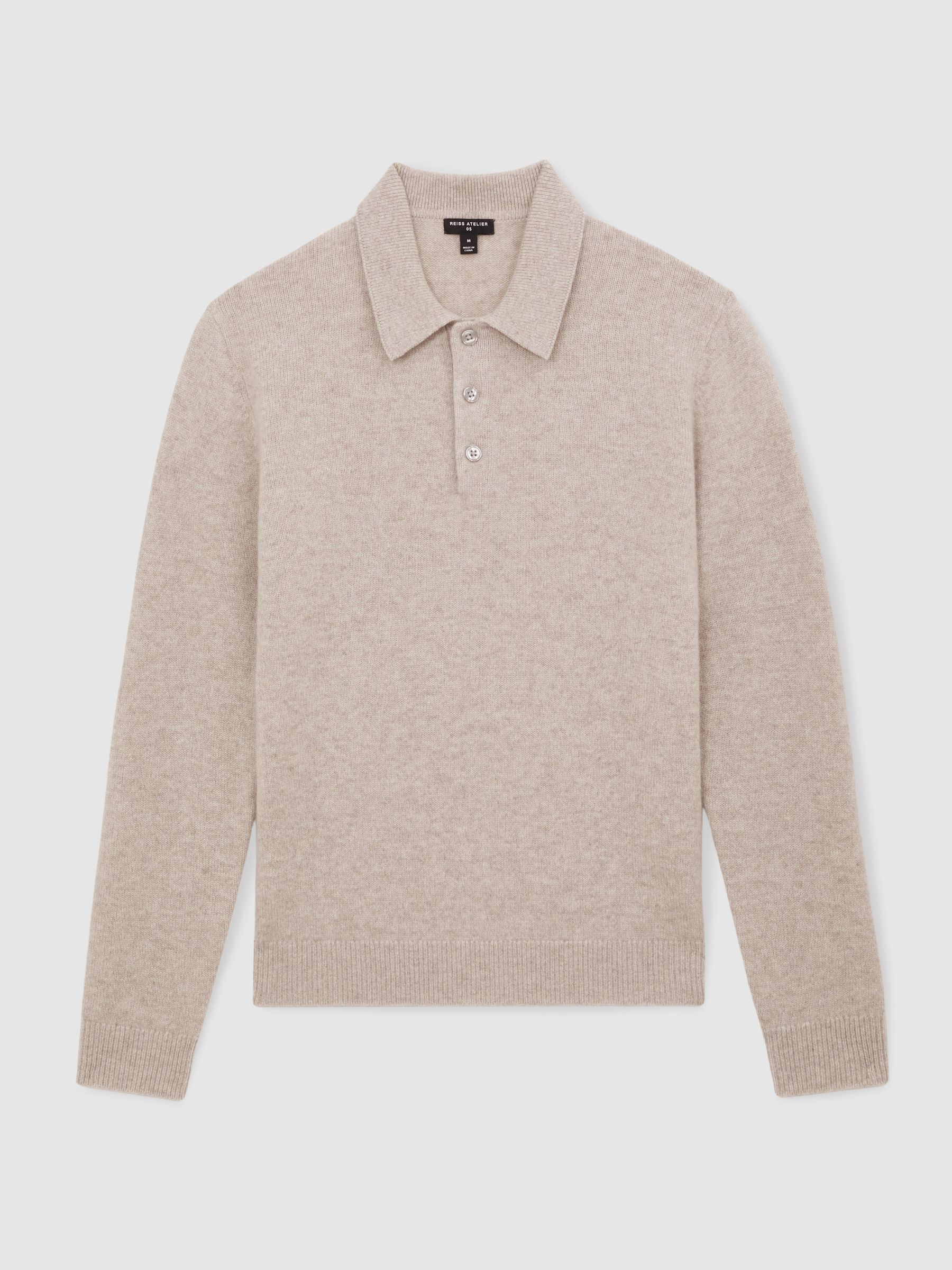 Atelier 100% Cashmere Polo Jumper in Oatmeal