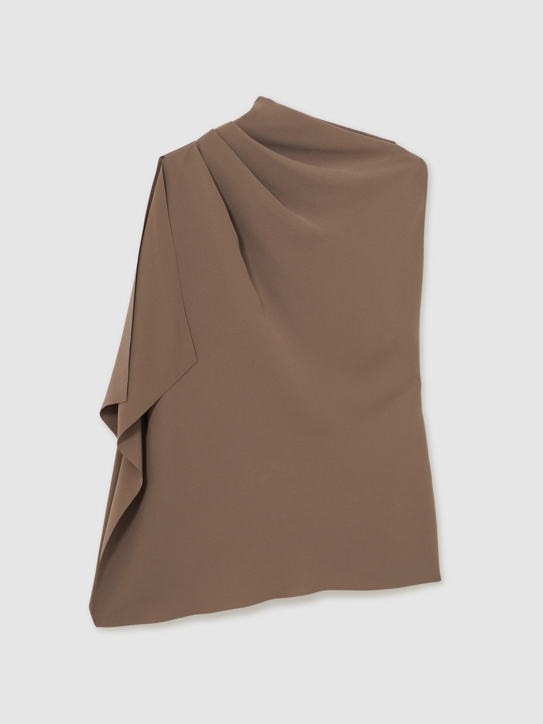 One-Shoulder Draped Top in Mink