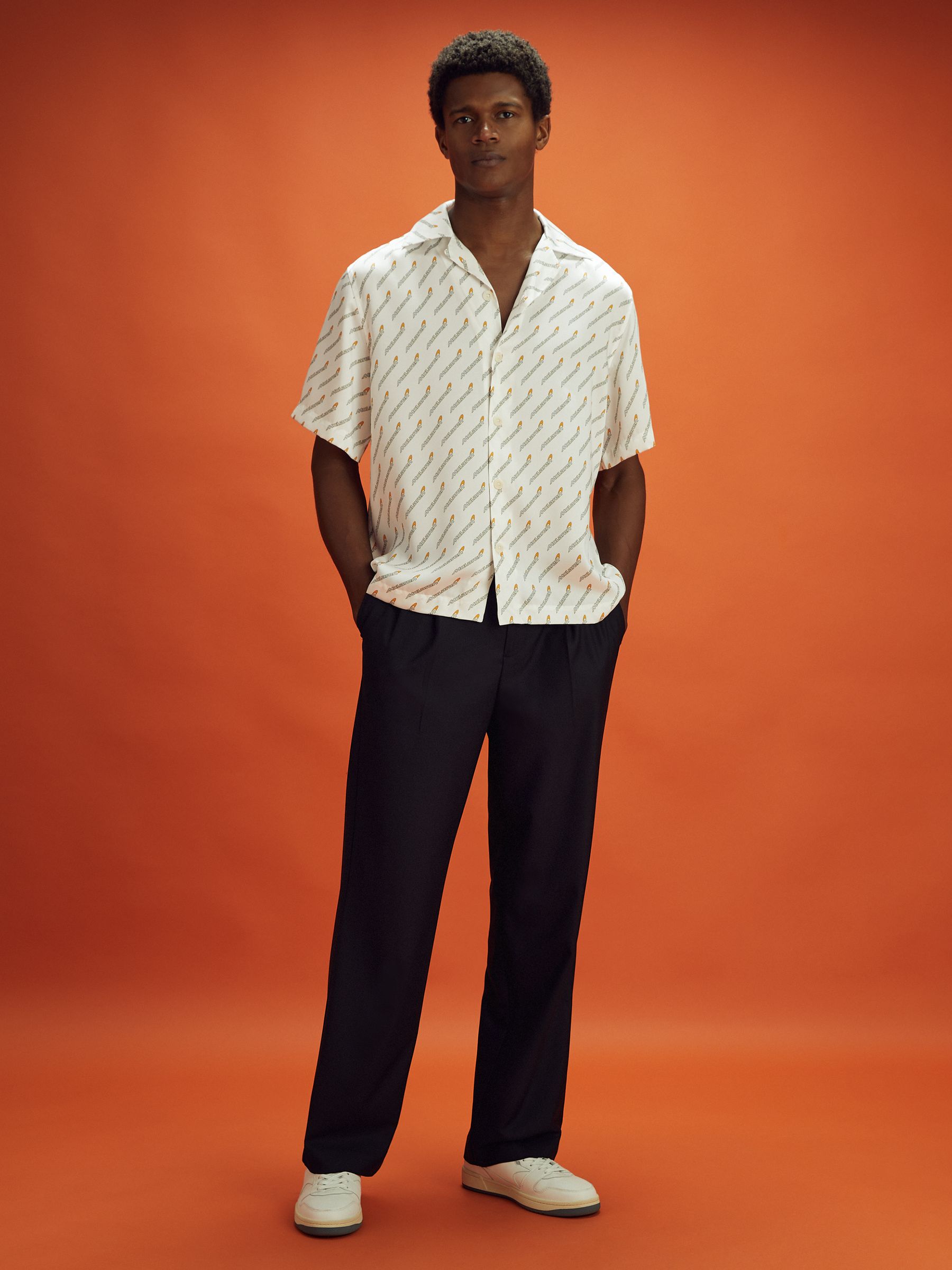 McLaren F1 Monte Carlo Exclusive Cuban Collar Shirt in White Multi