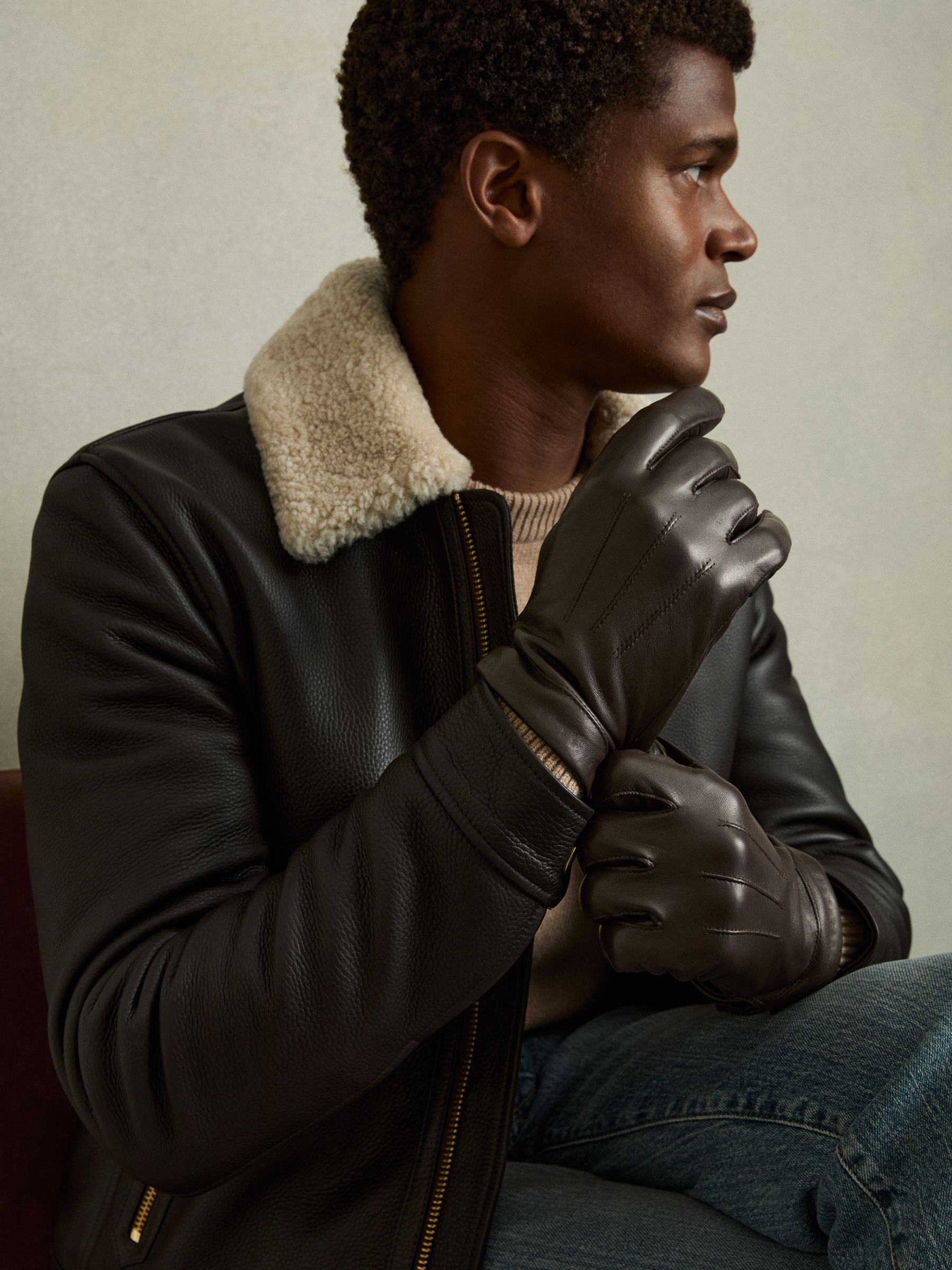 Nappa Leather Gloves in Dark Brown