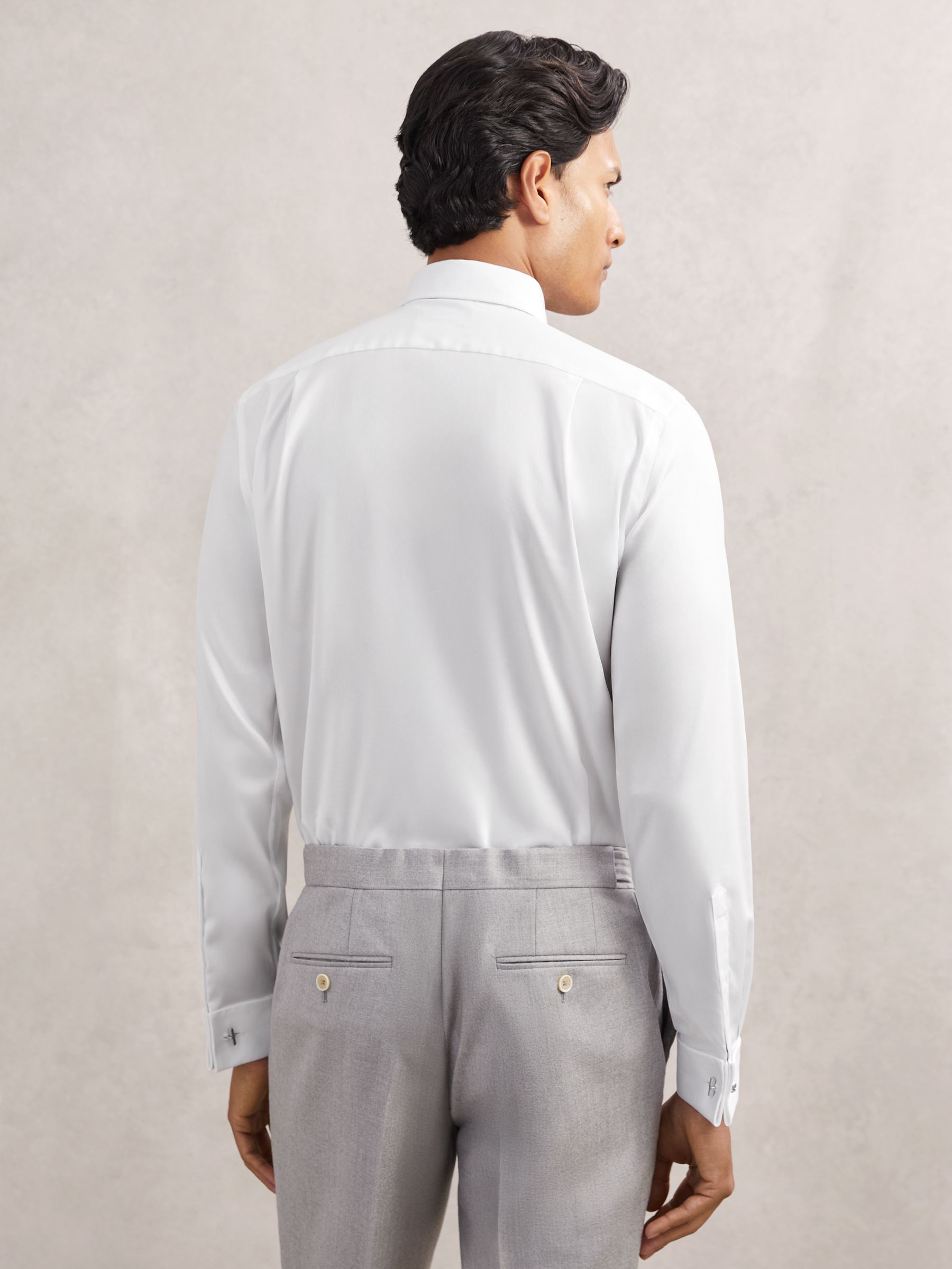 Regular Fit Stretch Double-Cuff Shirt Cotton-Blend in White