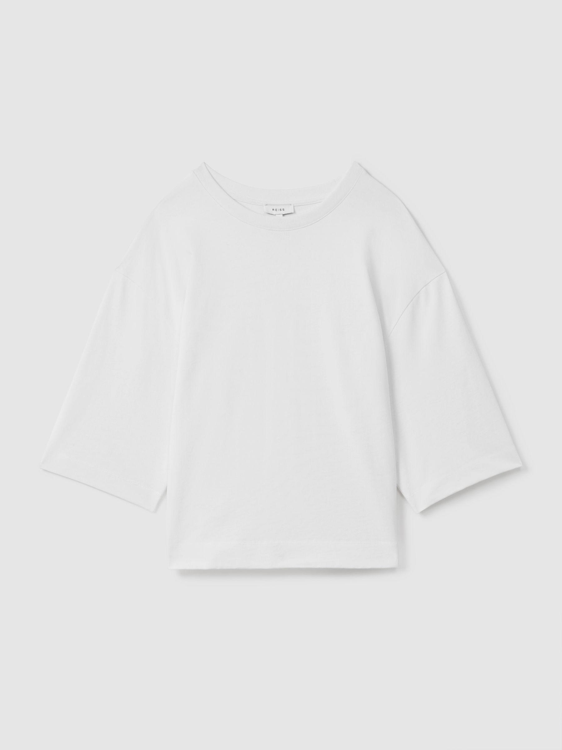 Oversized Cotton Crew Neck T-Shirt in White