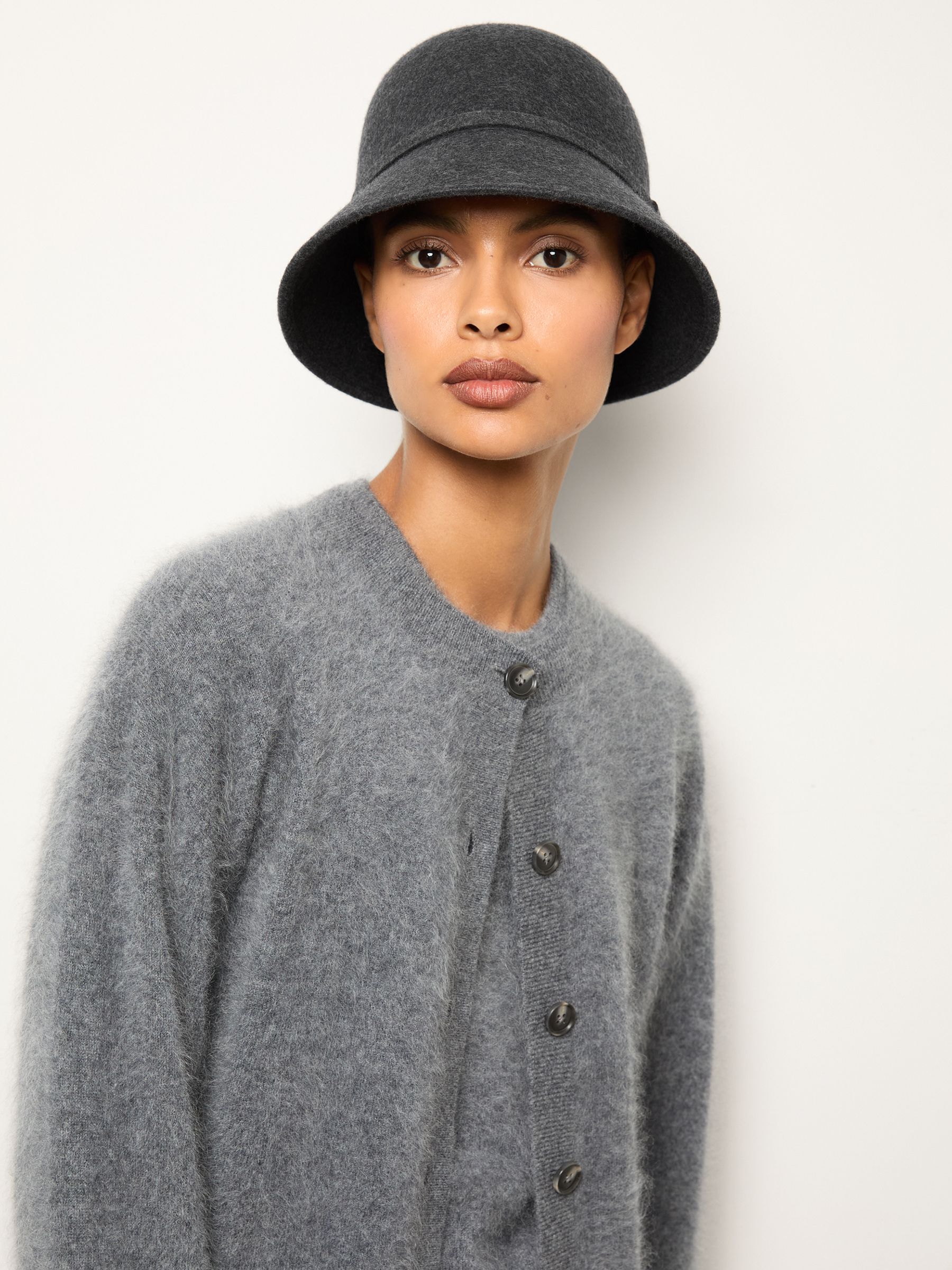 Felted-Wool Bucket Hat in Grey