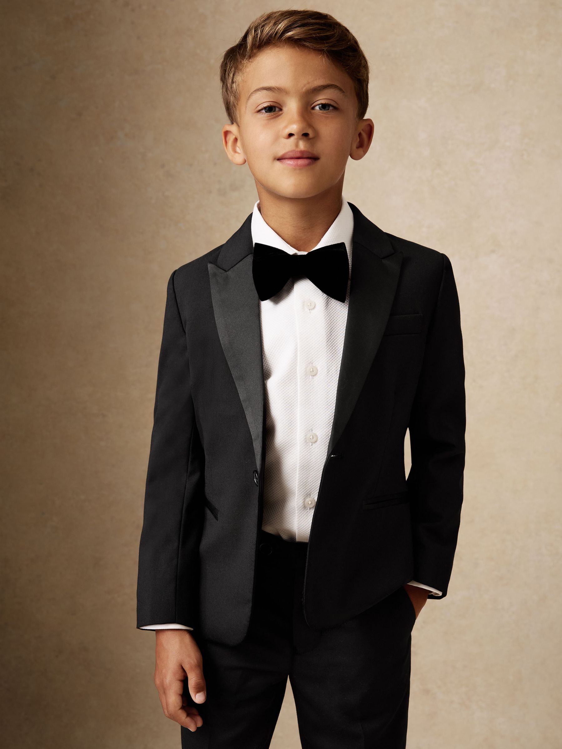 Double-Breasted Tuxedo Blazer Wool-Blend in Black