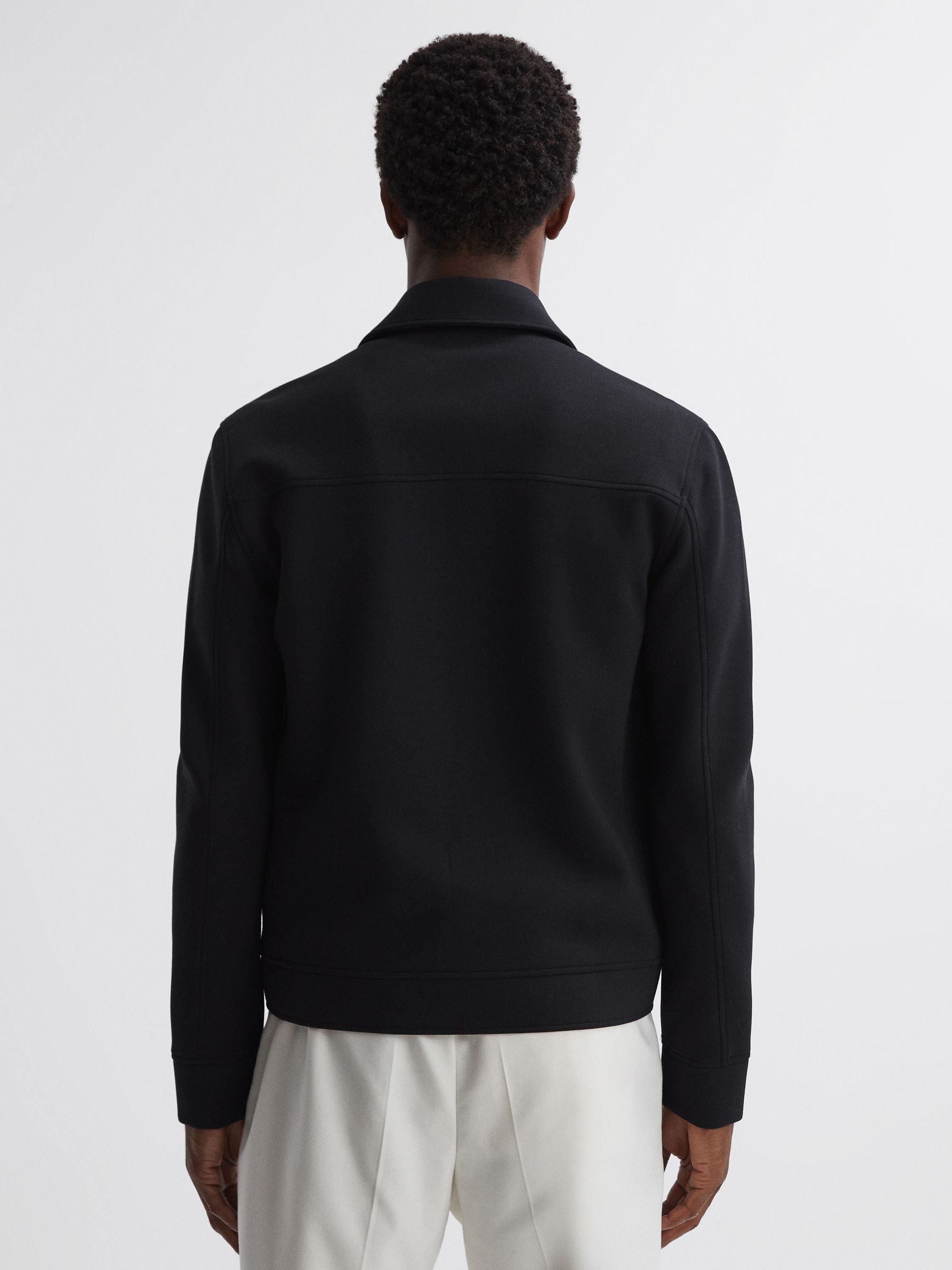 Interlock-Jersey Zipped Overshirt in Navy