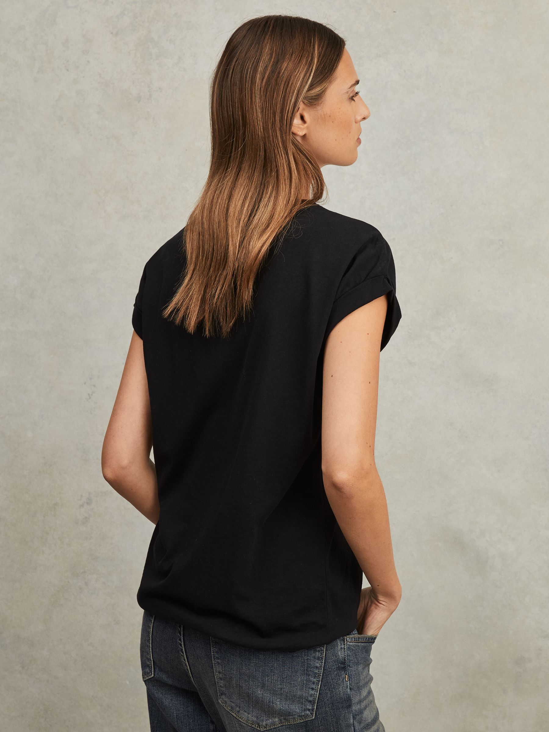 Cotton-Jersey Crew Neck T-Shirt in Black