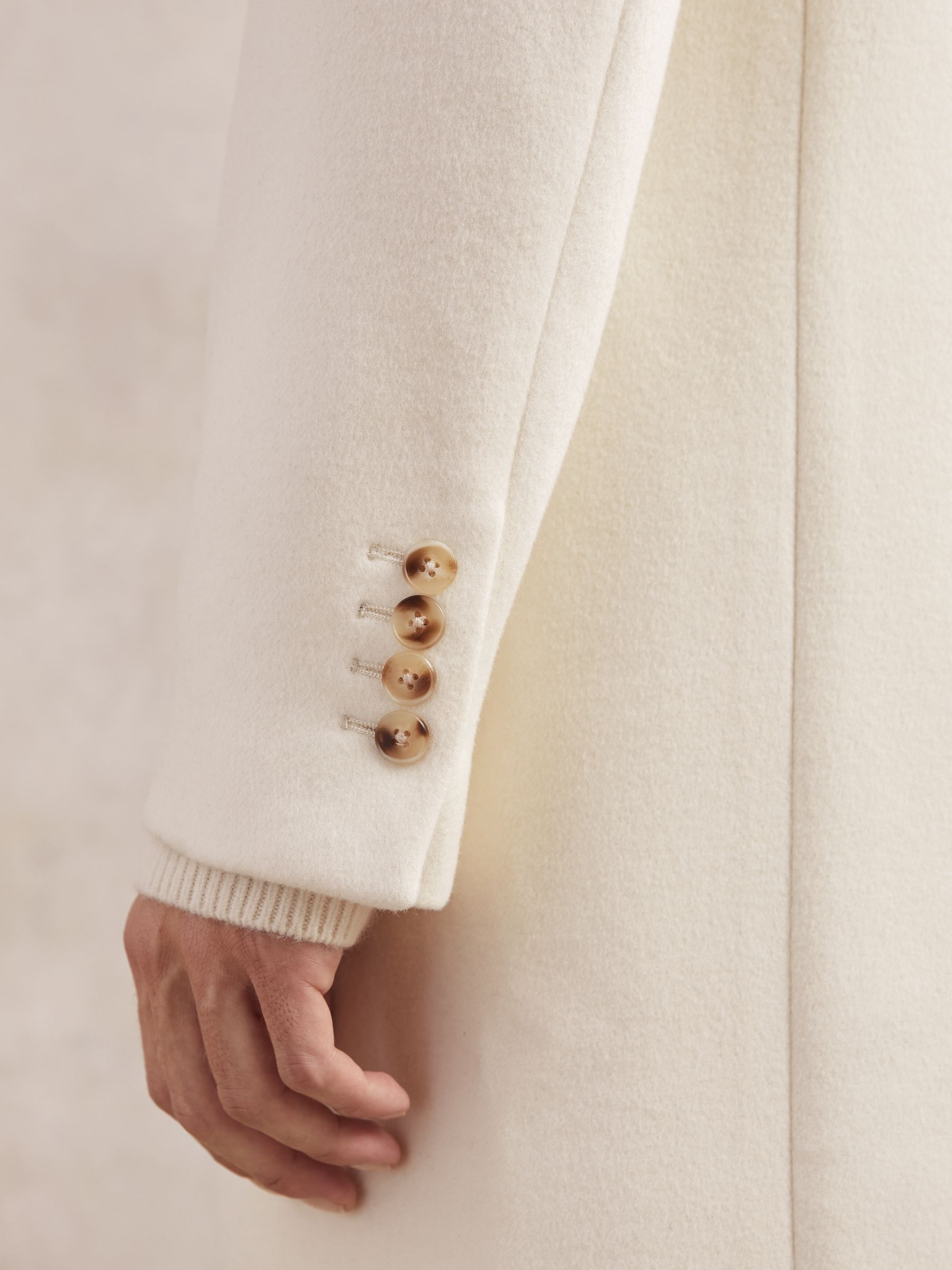 Wool-Blend Double-Breasted Overcoat in White