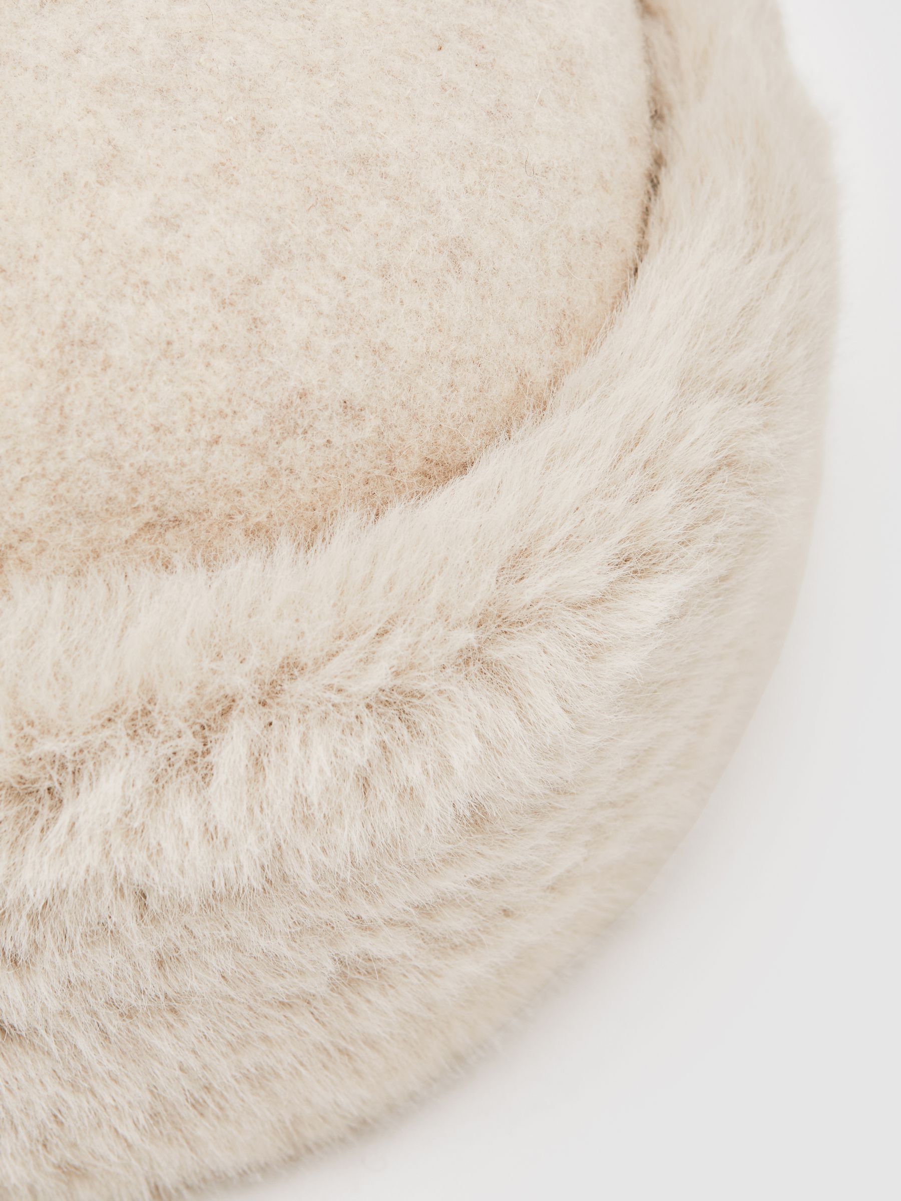 Faux Fur Hat in Off White