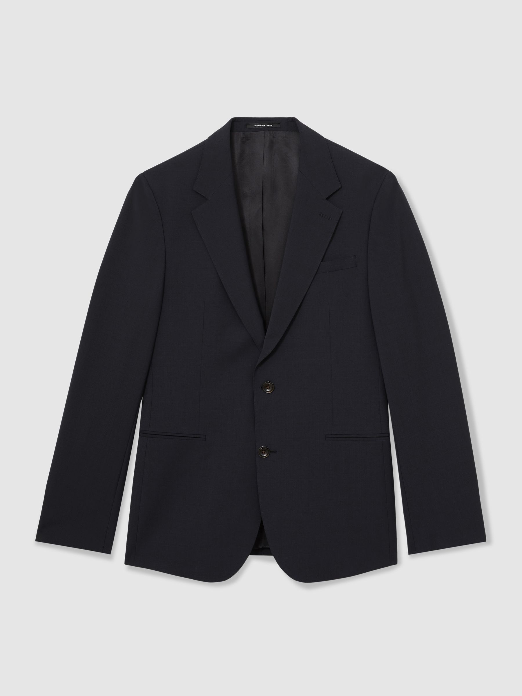 Wool-Blend Single-Breasted Suit Blazer Slim-Fit in Navy