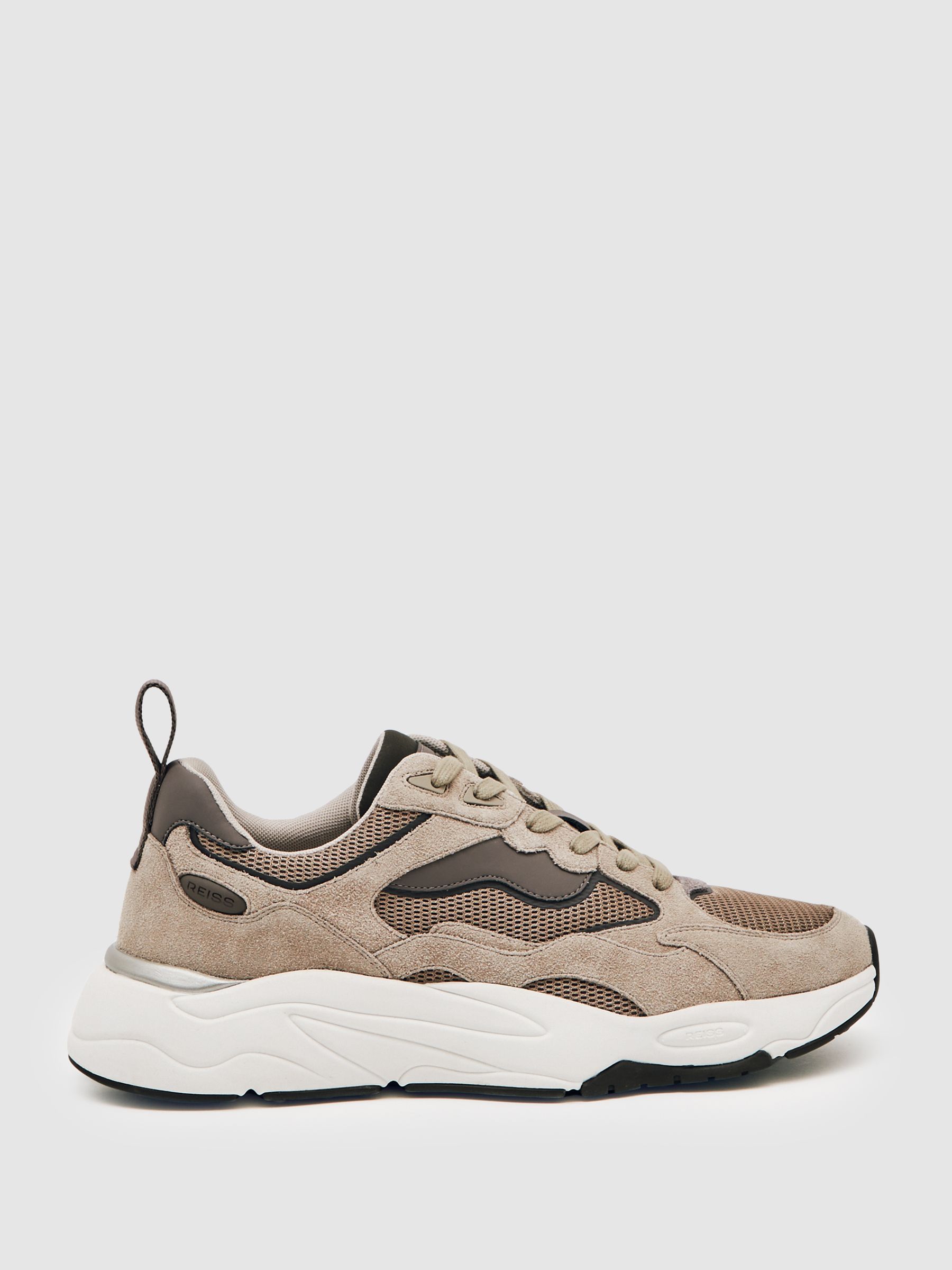 Chunky-Sole Panelled Runner Trainers in Taupe Brown