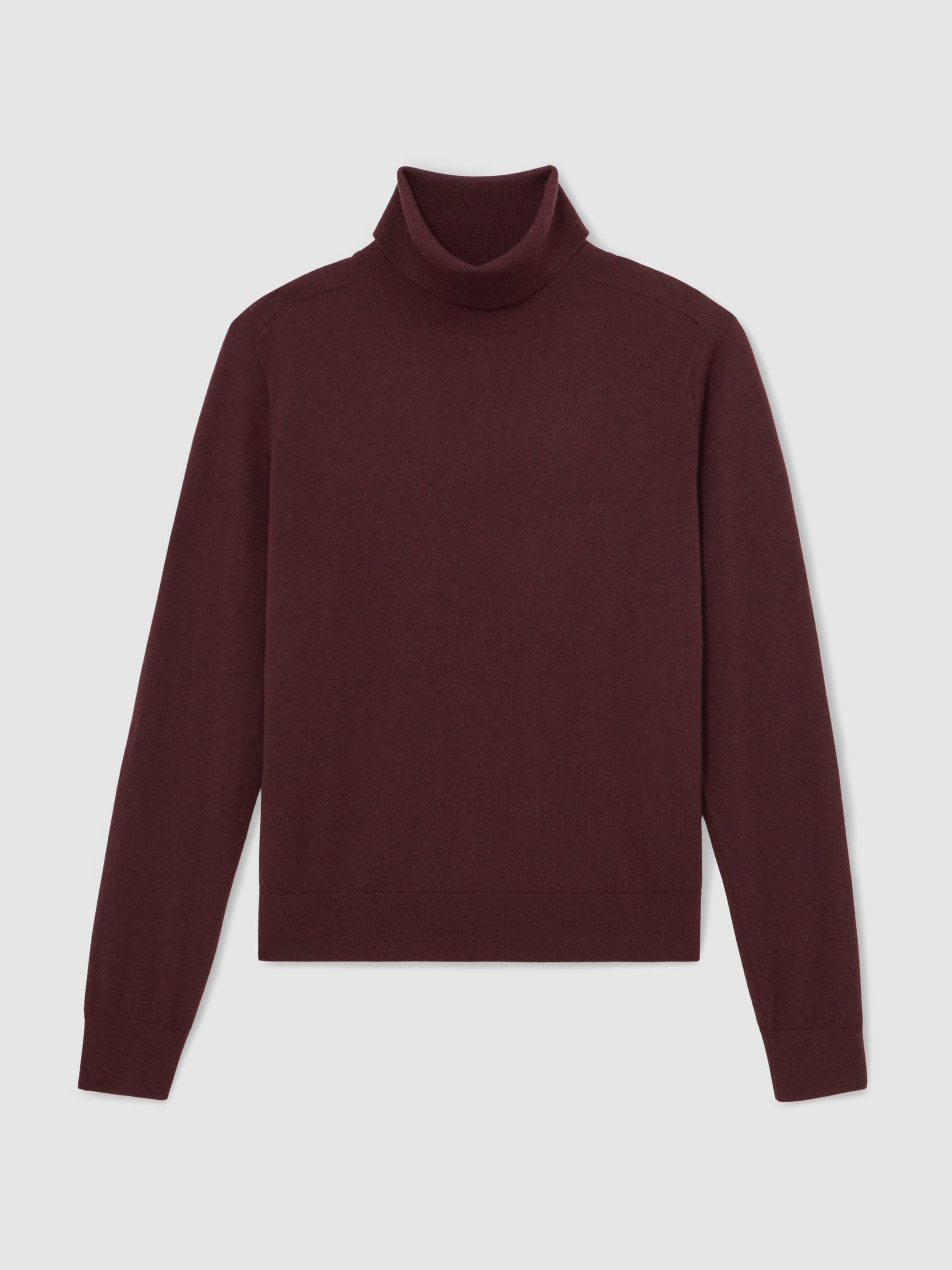 Wool Roll-Neck Jumper in Burgundy