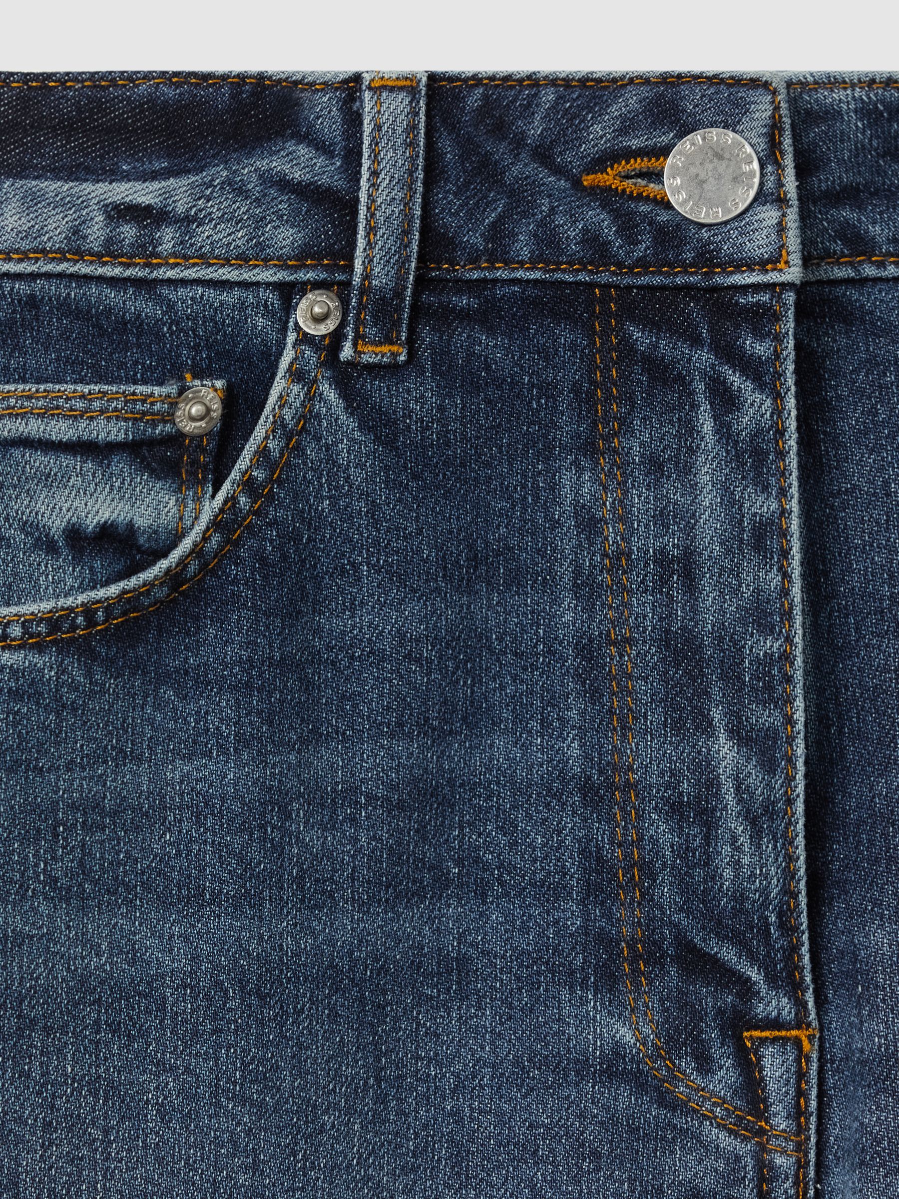 Petite Mid-Rise Straight-Leg Jeans in Mid Blue