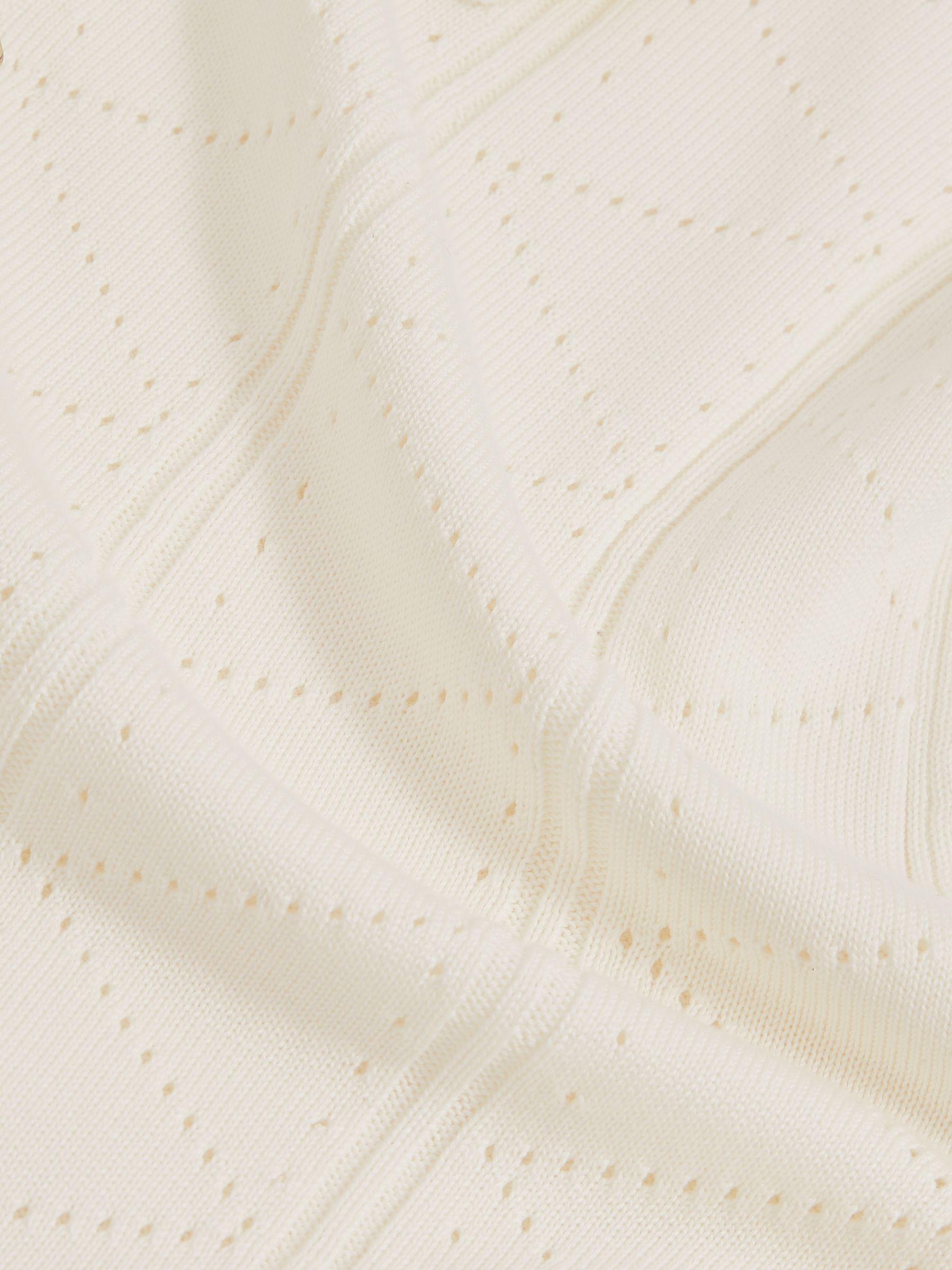 Pointelle-Knit Zip-Through Shirt in White