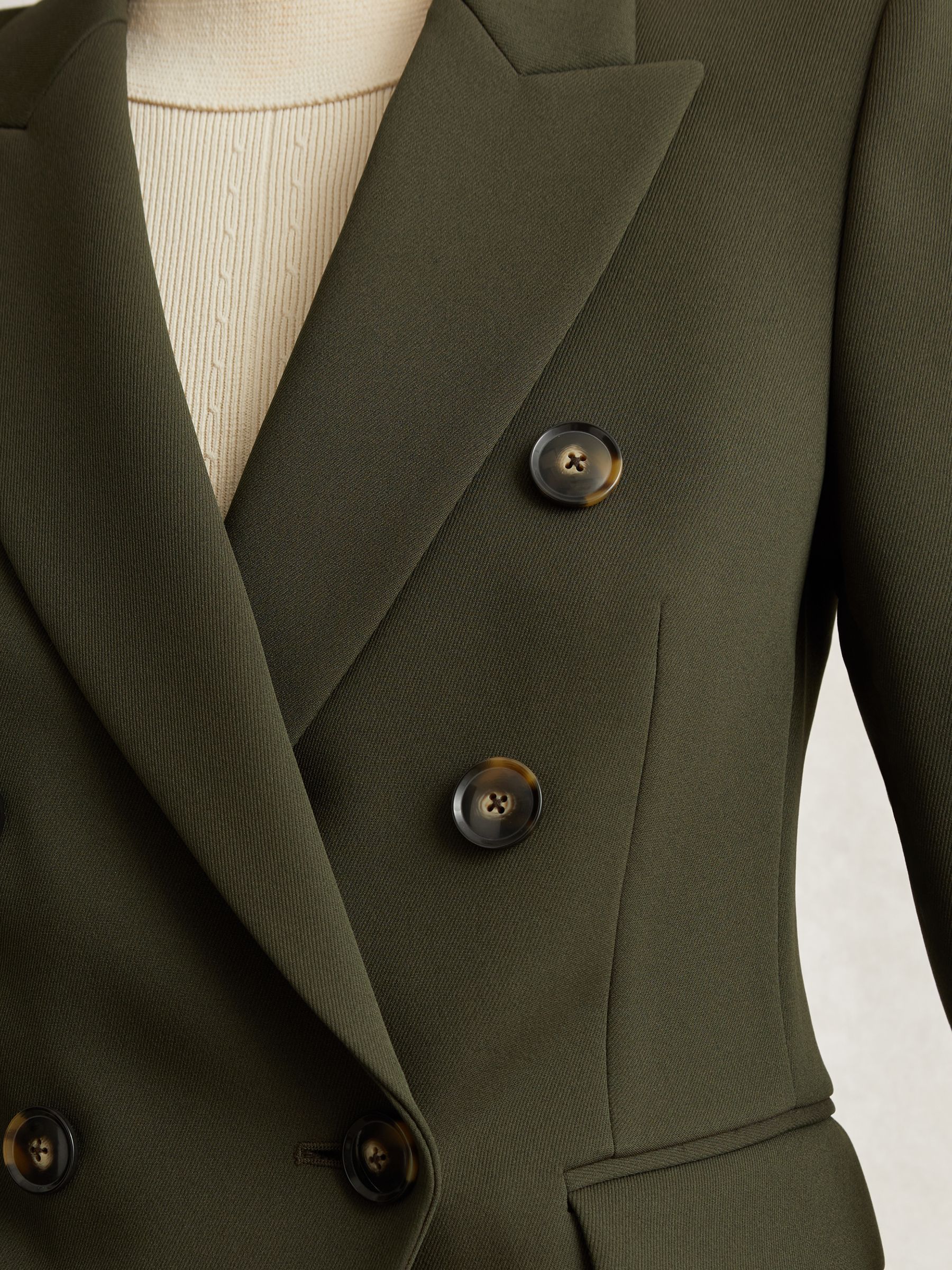 Petite Twill Double-Breasted Blazer in Green